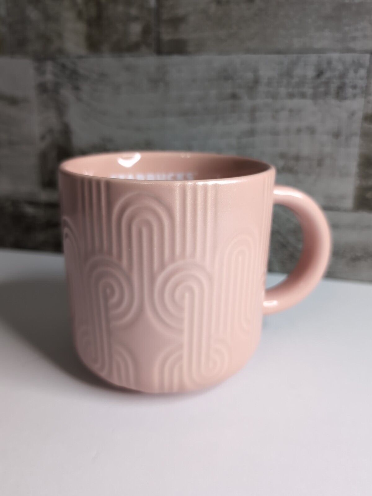 NEW Starbucks Spring 2024 Pastel Pink Curved Mug Beige-Pink 14oz Easter