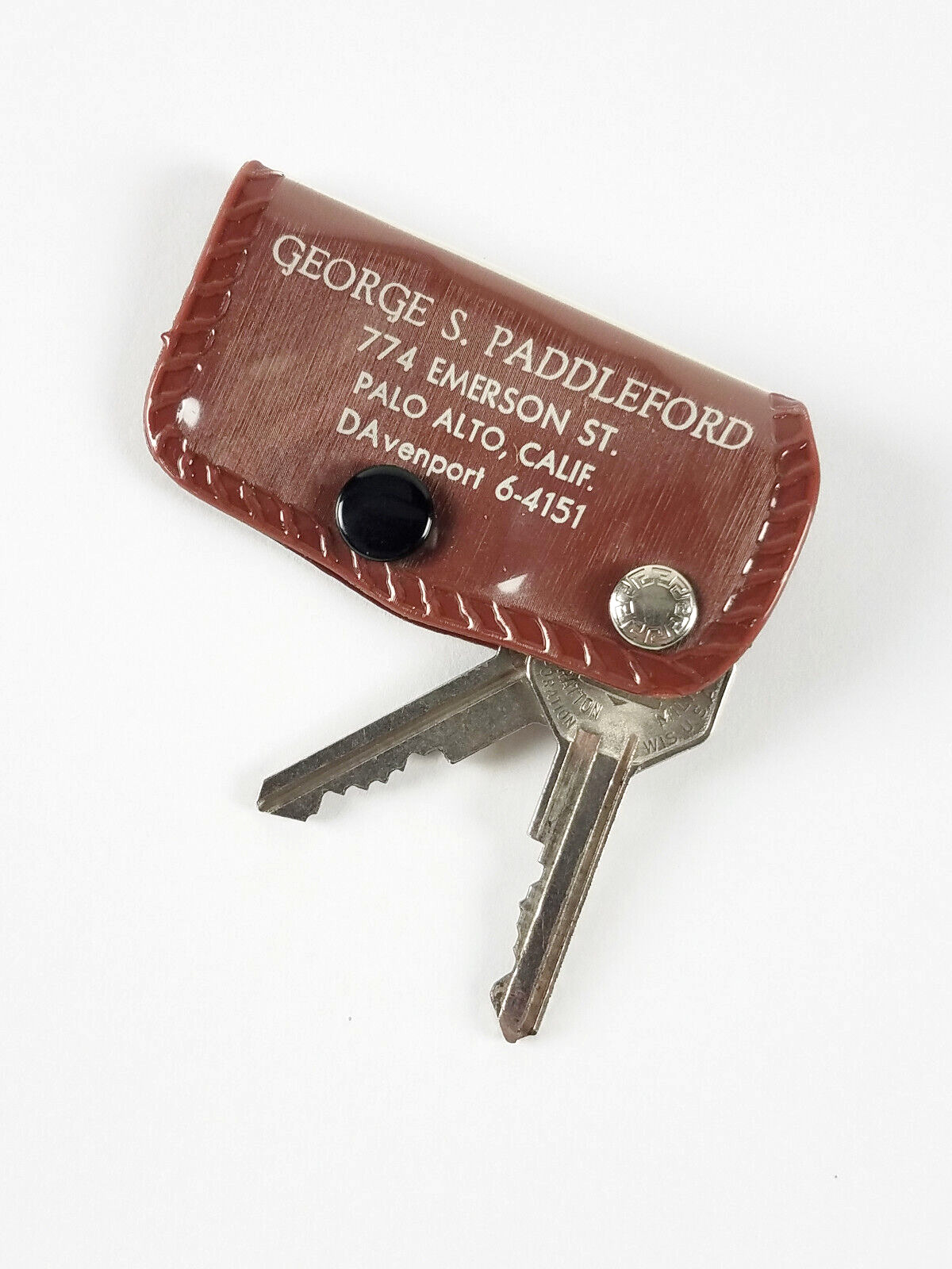 Vtg 1950s George Paddleford OLDS CADILLAC Car Dealer Key Holder PALO ALTO CA Brn