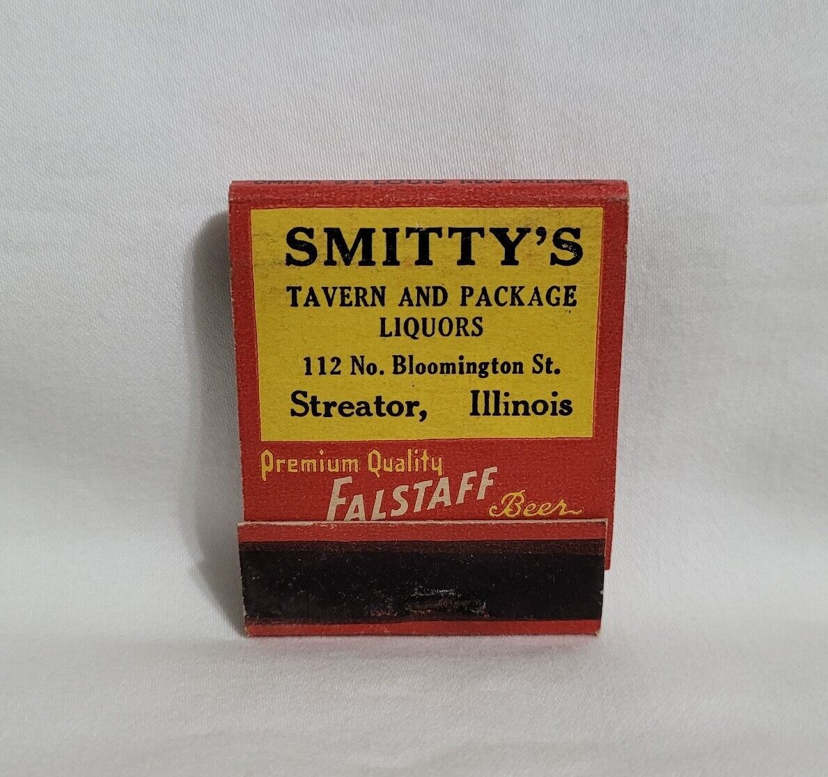 Vintage Smitty\'s Tavern Bar Falstaff Beer Matchbook Streator IL Advertising Full