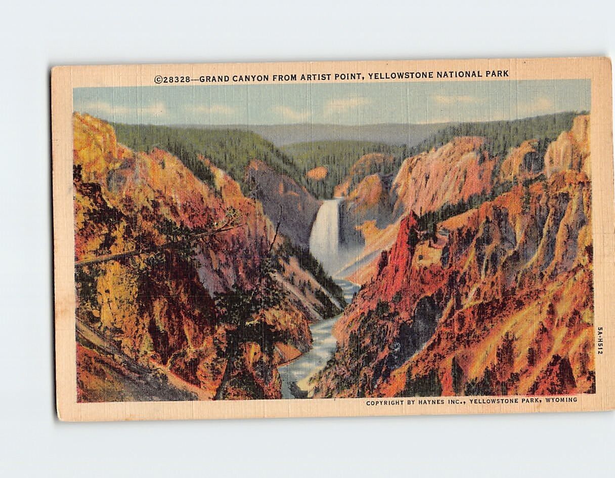 Postcard Grand Canyon from Artist Point Yellowstone National Park USA