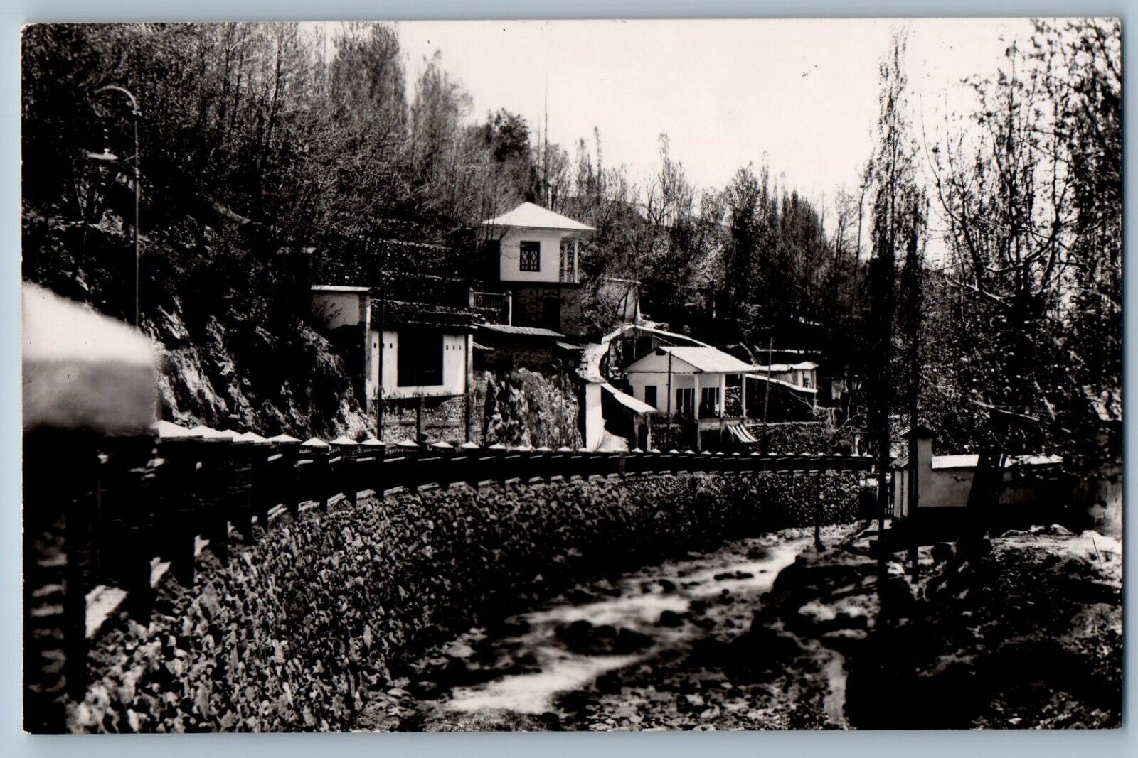 Iran Postcard Road River and Inclined House View c1920\'s Unposted RPPC Photo