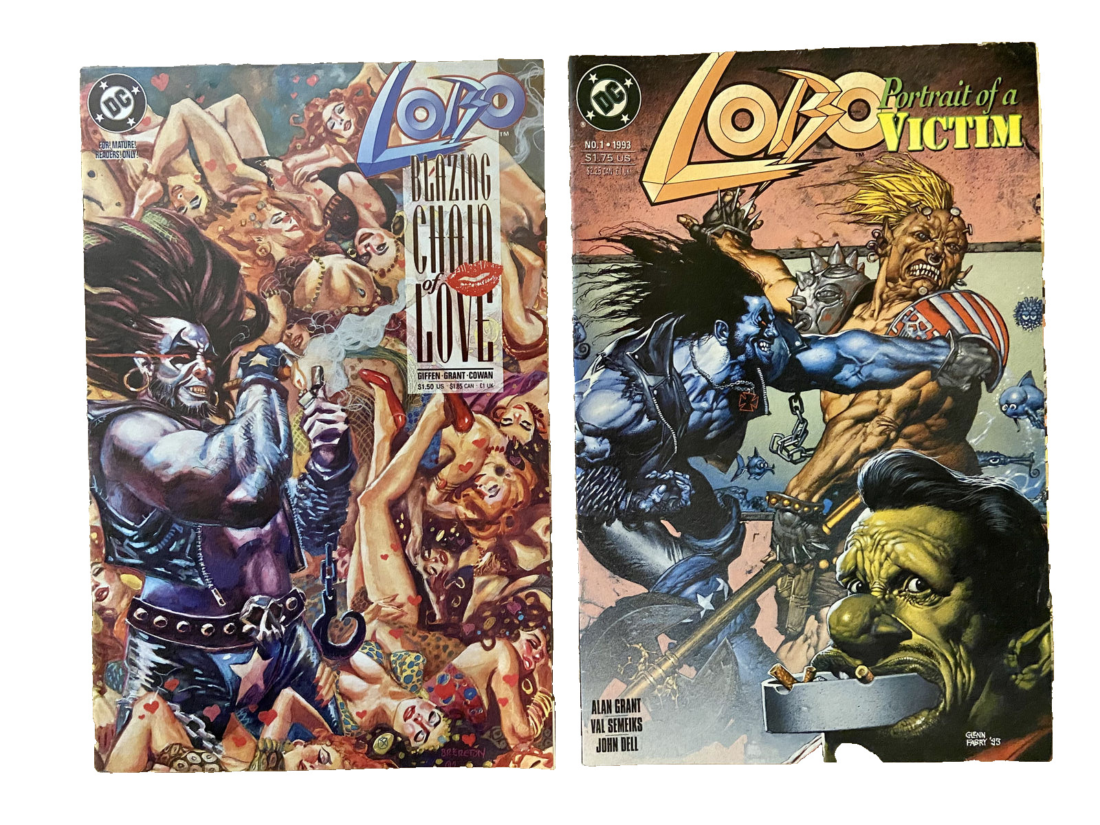 Lobo #1 Blazing Chain of Love Portrait Of A Victim Lot Of 2 DC Comics 1992 .