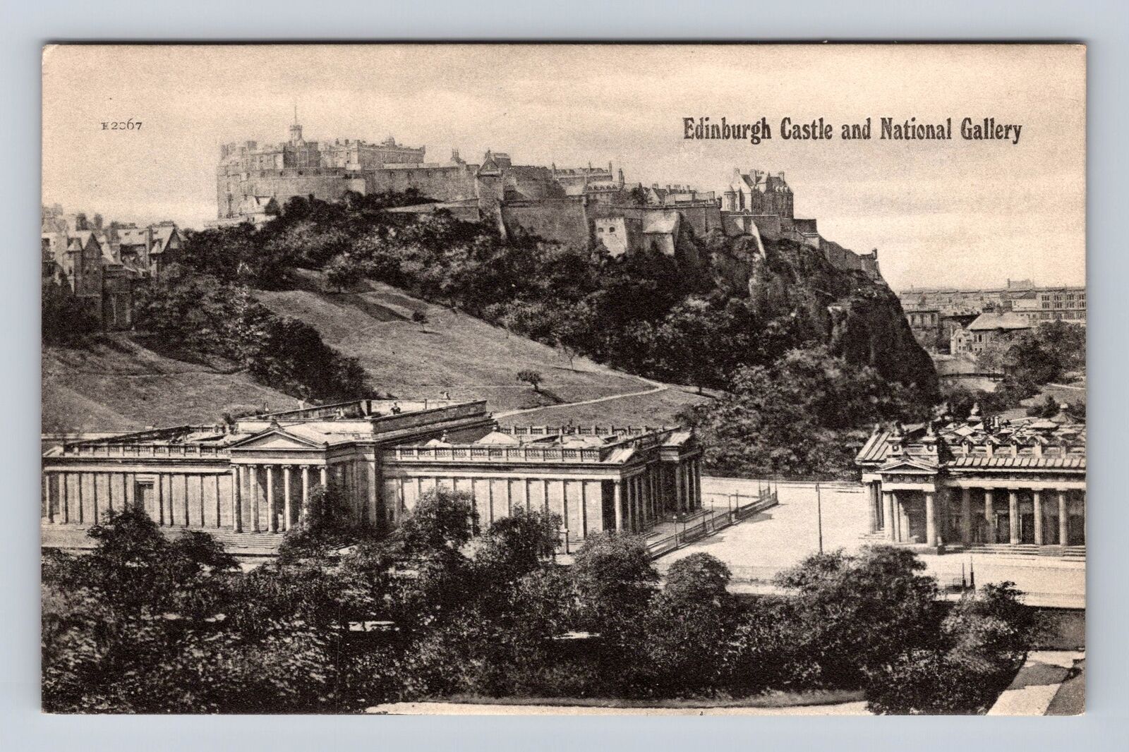 Edinburgh Scotland, Edinburgh Castle & National Gallery, Vintage Postcard