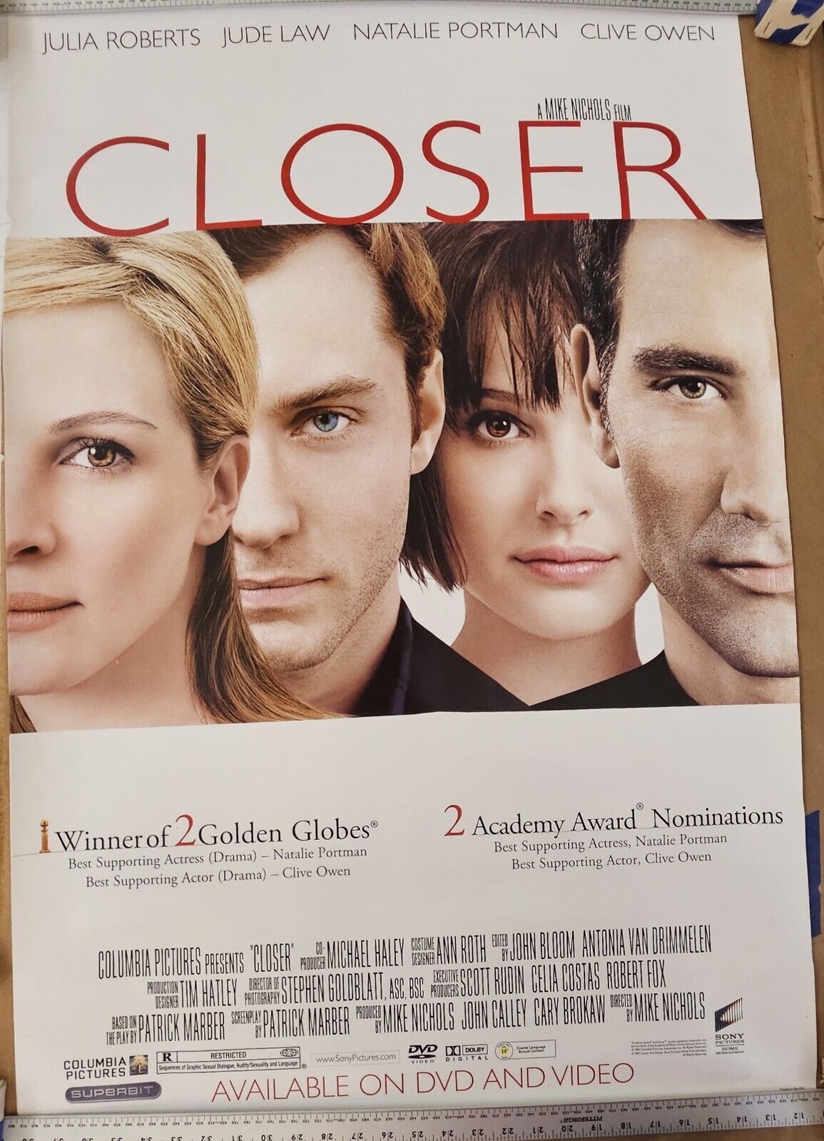 Julia Roberts And Jude  Law In Closer 27 x 40  DVD promotional Movie poster