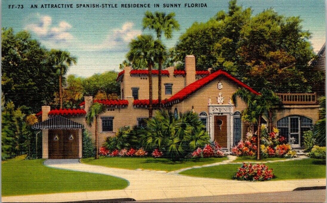 Postcard An Attractive Spanish Style Residence in FL