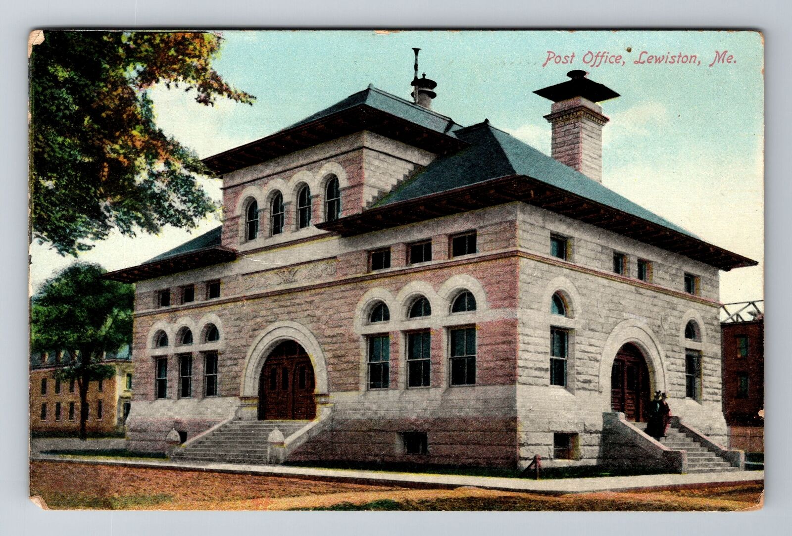 Lewiston ME-Maine, United States Post Office, Antique, Vintage c1909 Postcard