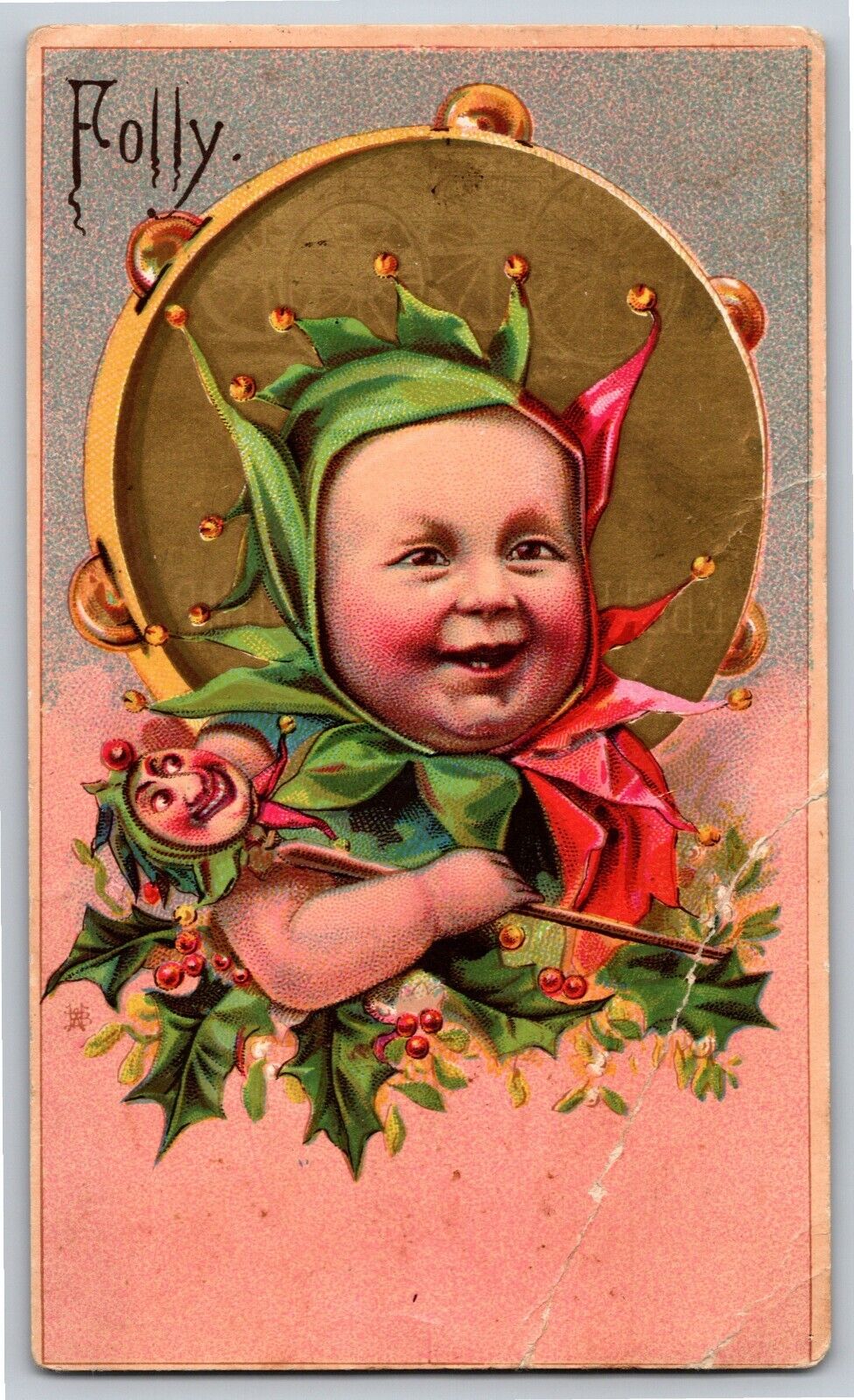 Happy Jester Baby Victorian Trade Card Webster Wagon Co. Moundsville, West VA.