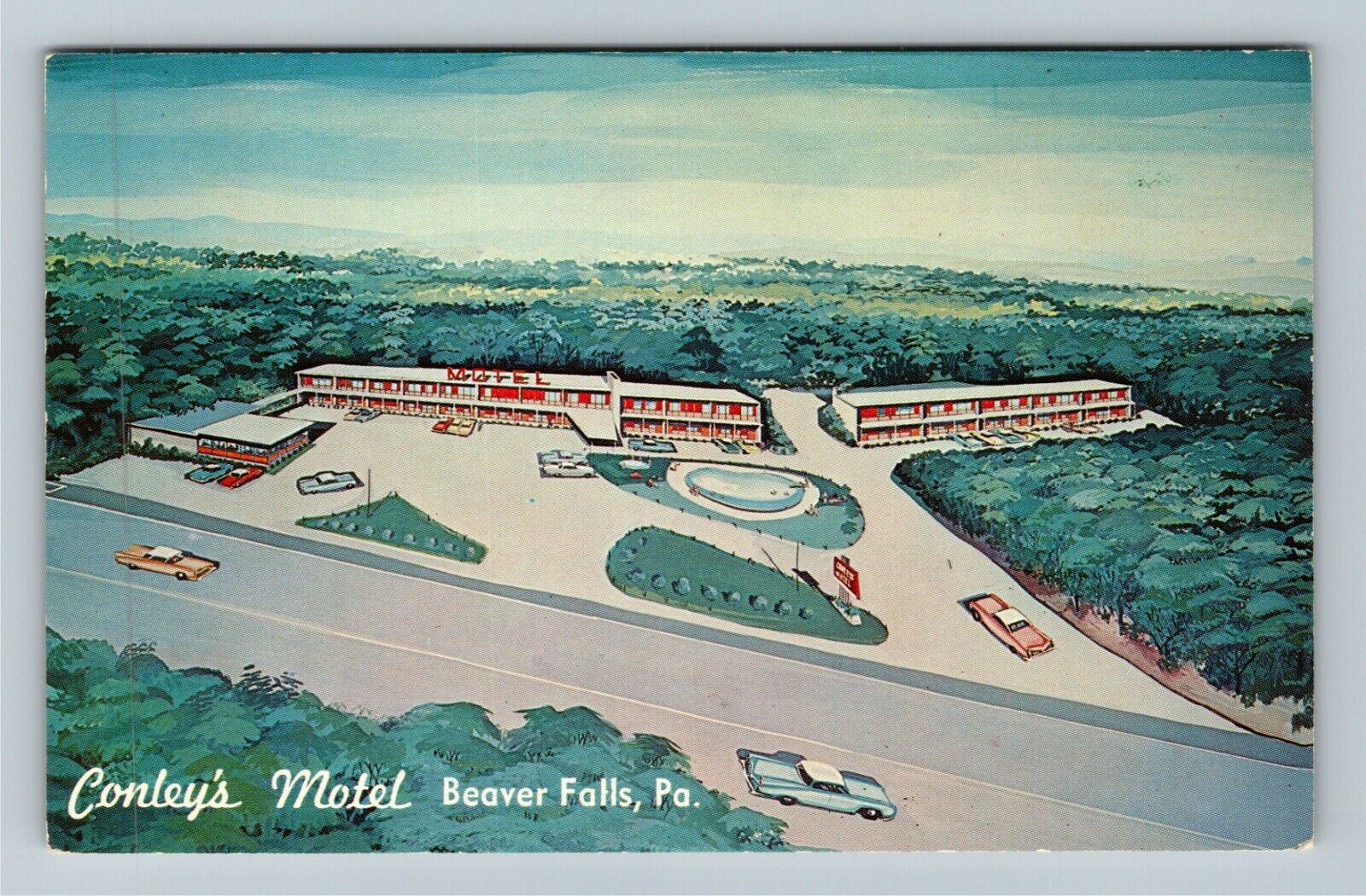 Beaver Falls PA-Pennsylvania, Conley\'s Motel, Advertising, Vintage Postcard