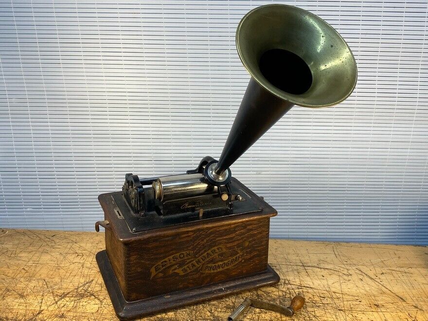 THOMAS EDISON HOME PHONOGRAPH WAX CYLINDER PLAYER ANTIQUE