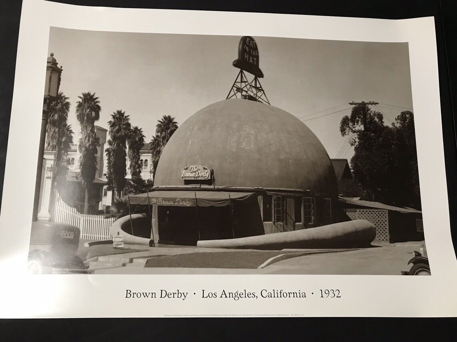 The Brown Derby Wilshire Blvd. LA Vintage 1930's Poster Print Photo History