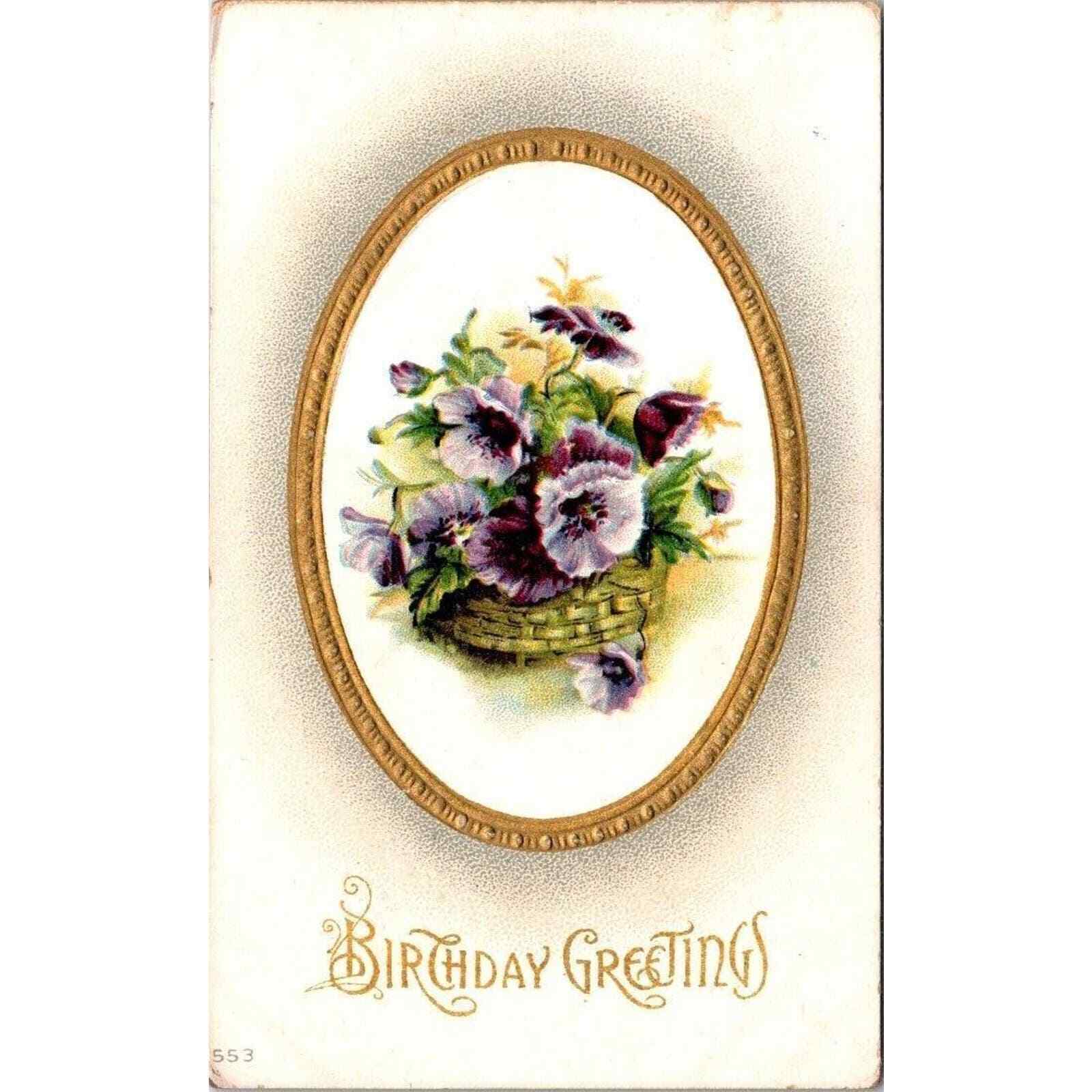 Birthday Greetings Flower Embossed Vintage Postcard 3.5\