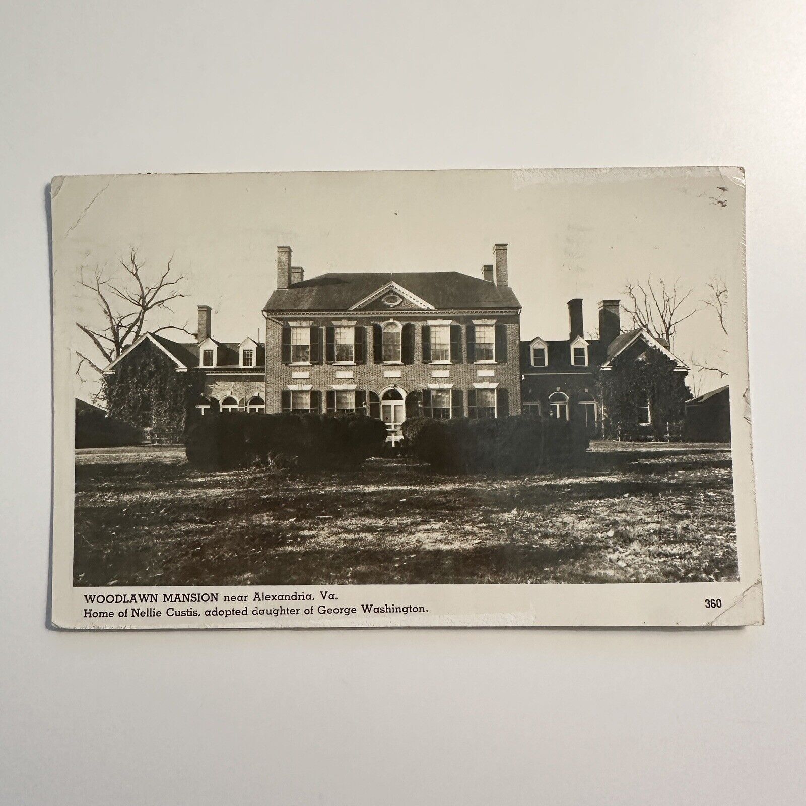 RPPC Woodlawn Mansion Alexandria VA Home of Nellie Custis Virginia Postmark 1946