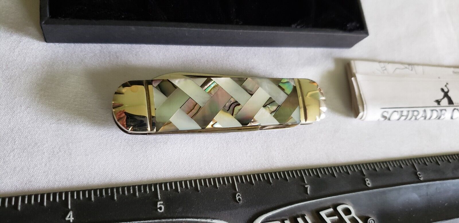 SCHRADE CLASSIC RARE UNCLE HENRY KNIFE MONEY CLIP TOOL ABALONE PEARL CRISS CROSS