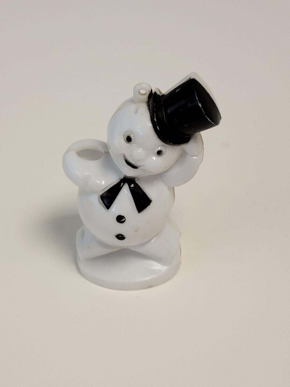 Vintage Rosbro Hard Plastic Snowman w/Hat  3.25” Christmas Decor Kitsch 1950's