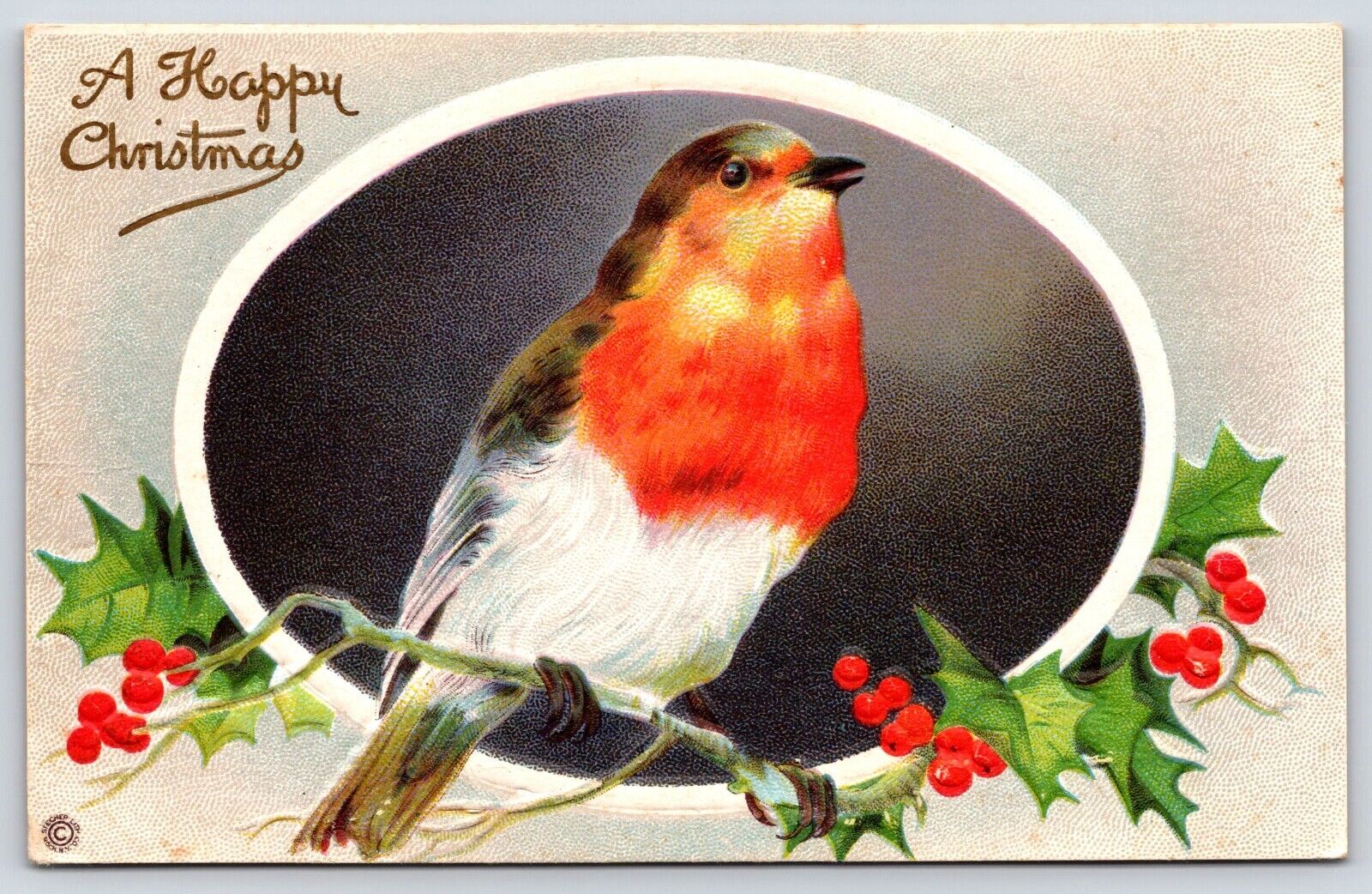 A Happy Christmas Embossed Vintage Postcard
