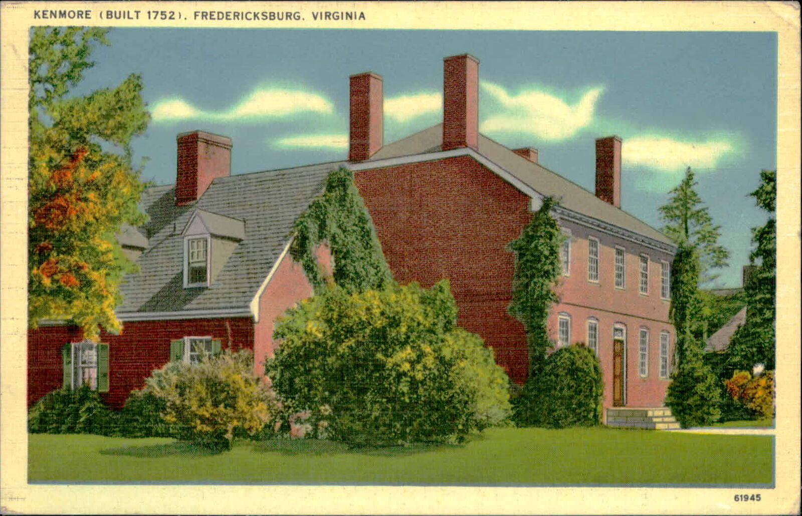 Postcard: KENMORE (BUILT 1752). FREDERICKSBURG, VIRGINIA