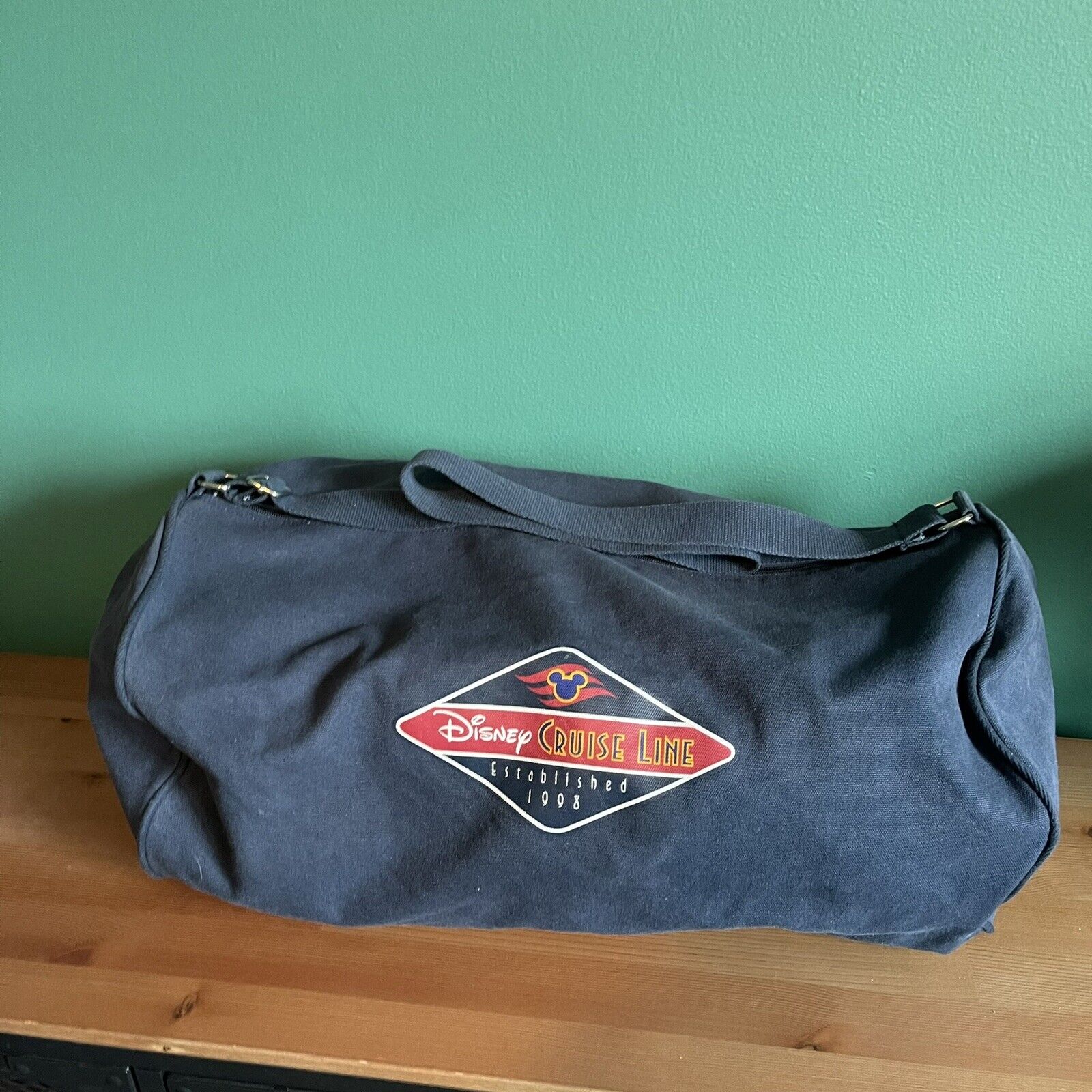 RARE Early 2000s Disney Cruise Line Blue Duffle Bag Carry All with Top Zipper