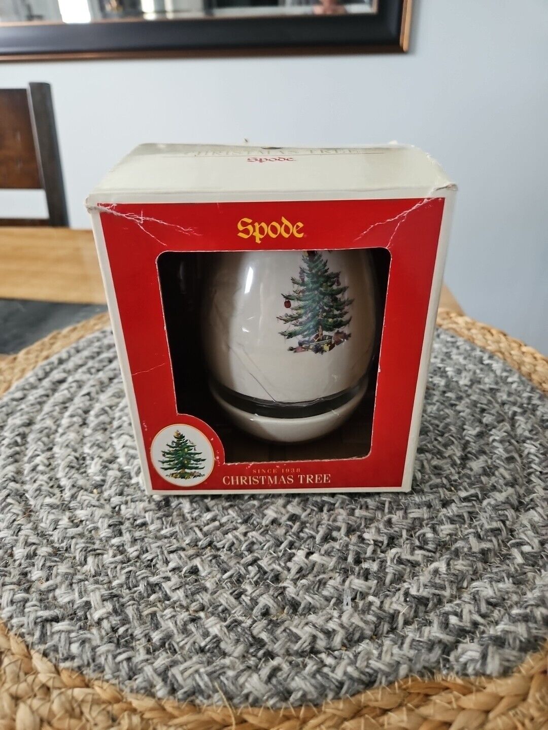 LOVELY SPODE CHRISTMAS TREE LITHOPHANE FAIRY TEA LIGHT CANDLE HOLDER IN BOX