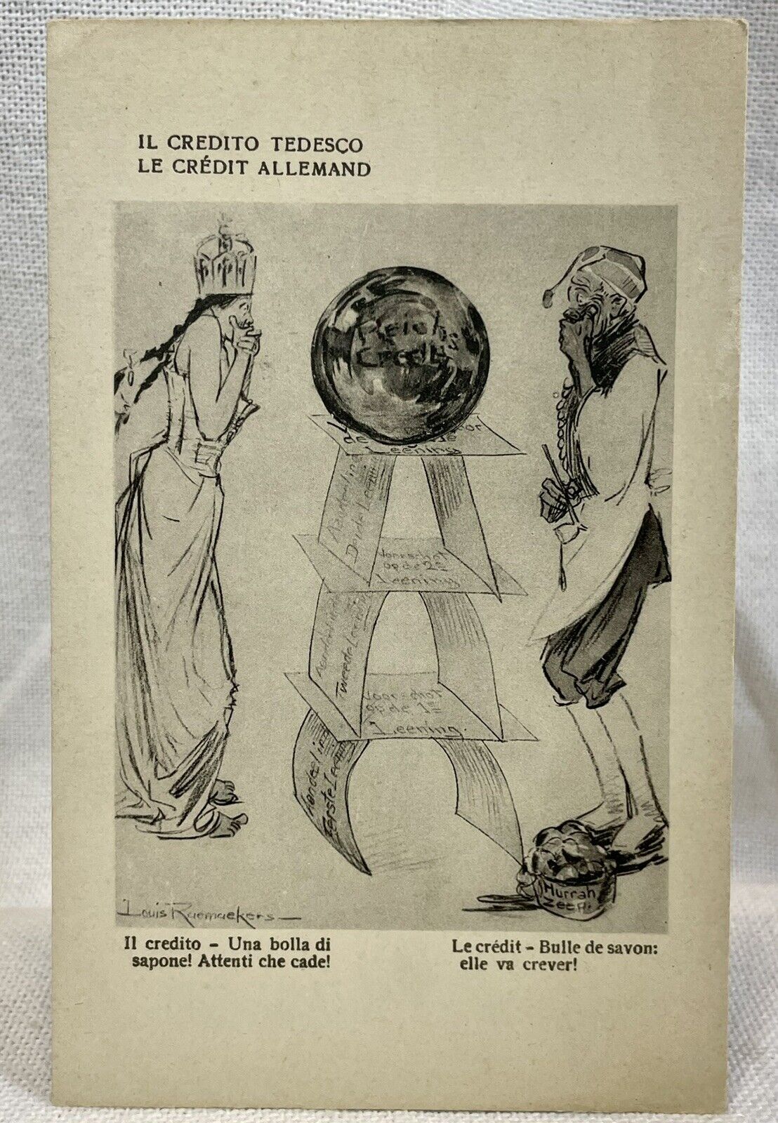 Satirical Italian Artist Louis Raemaekers World War 1 Propaganda Postcard 1917
