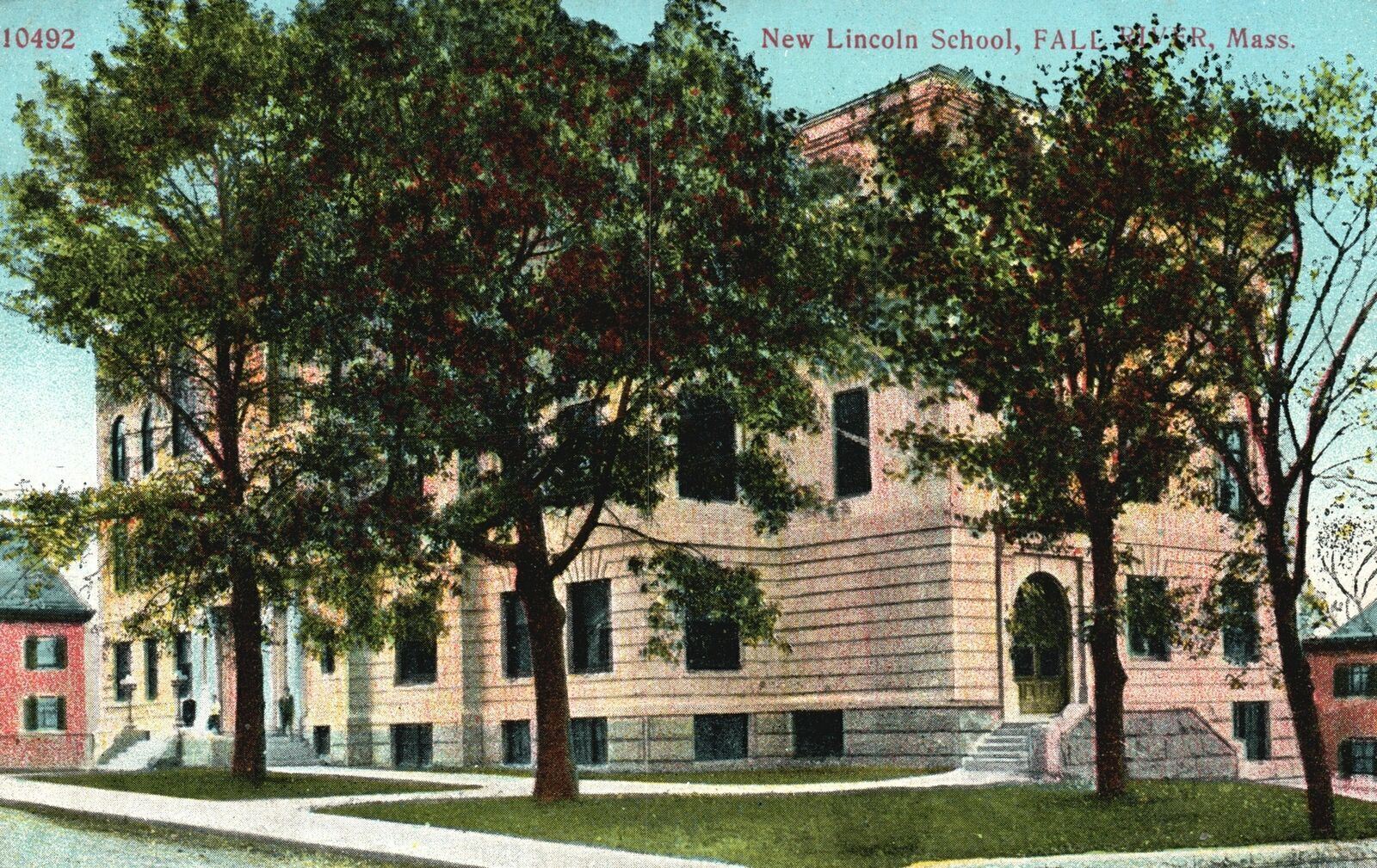 Vintage Postcard 1909 New Lincoln School Fall River Massachusetts AC Bosselman