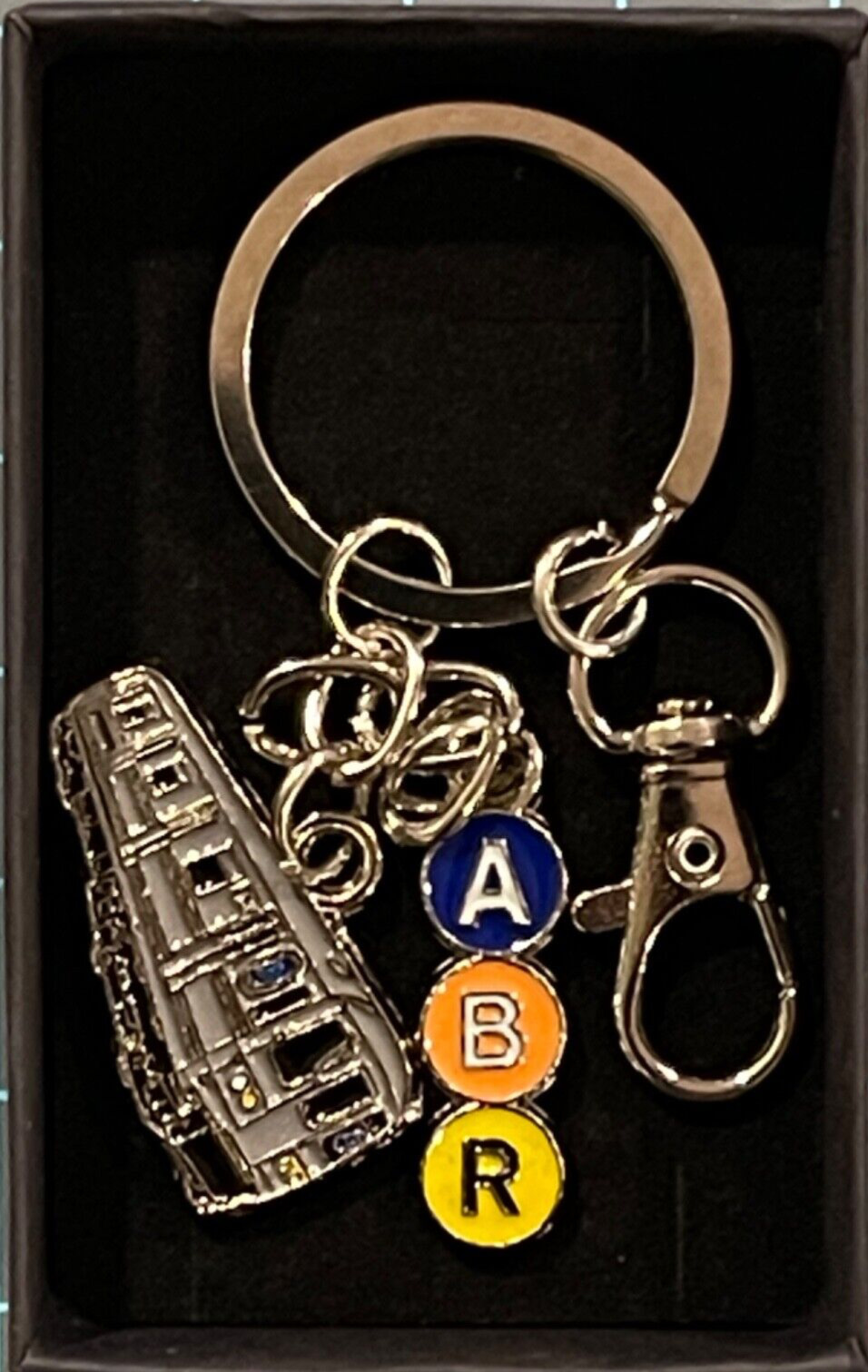 New York City Subway Key Chain 2 Charms, Swivel Lobster Claw Clasp and Gift Box
