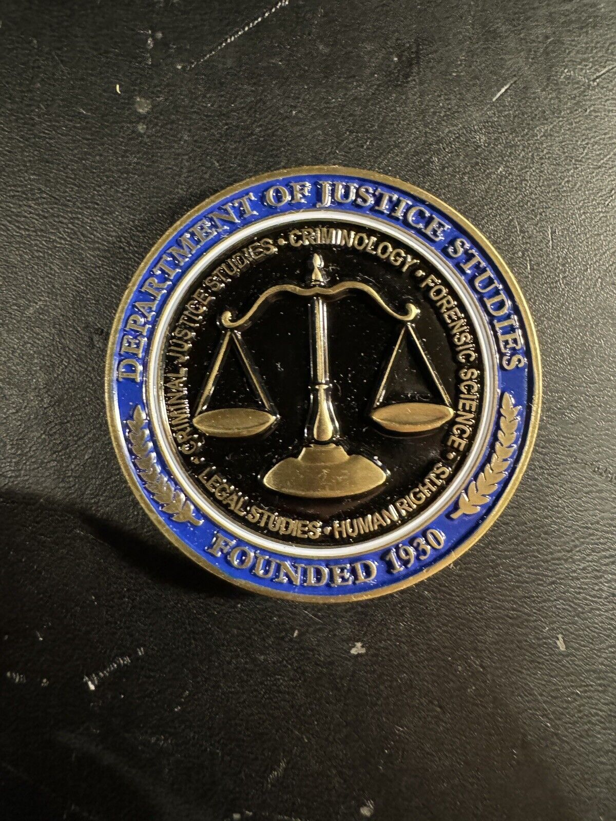 Challenge Coin San Jose State University Criminal Justice Department.