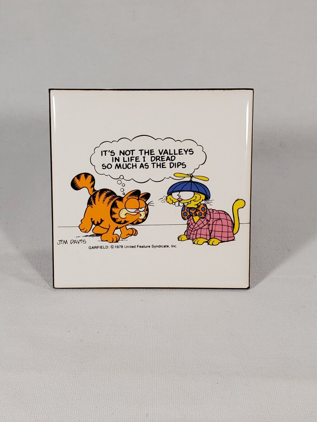 Garfield Standing Display Tile It’s Not The Valleys In Life Vintage Enesco 1978