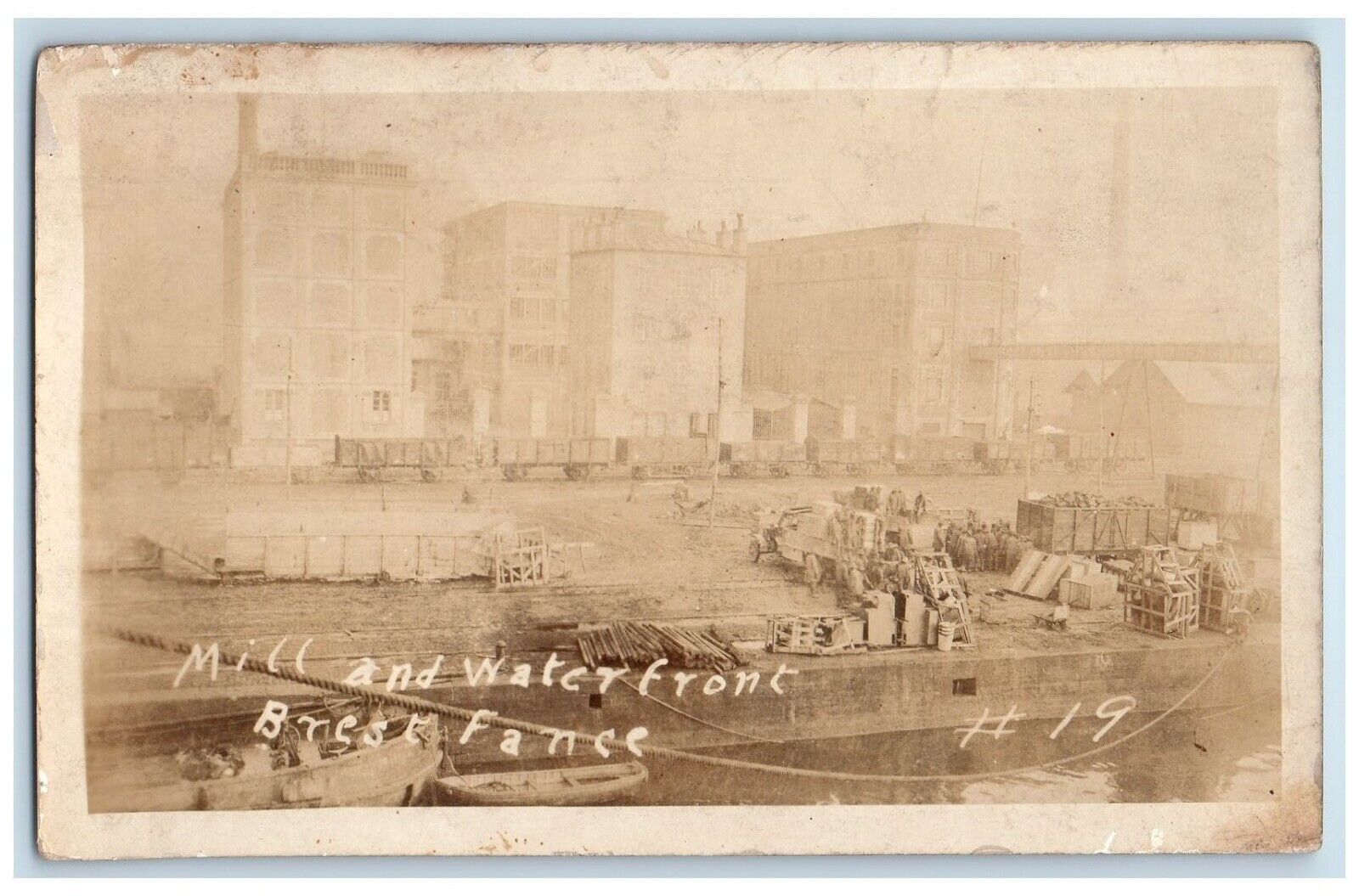 c1920's Mill And Waterfront Ships Boat Brest France RPPC Photo Unposted Postcard