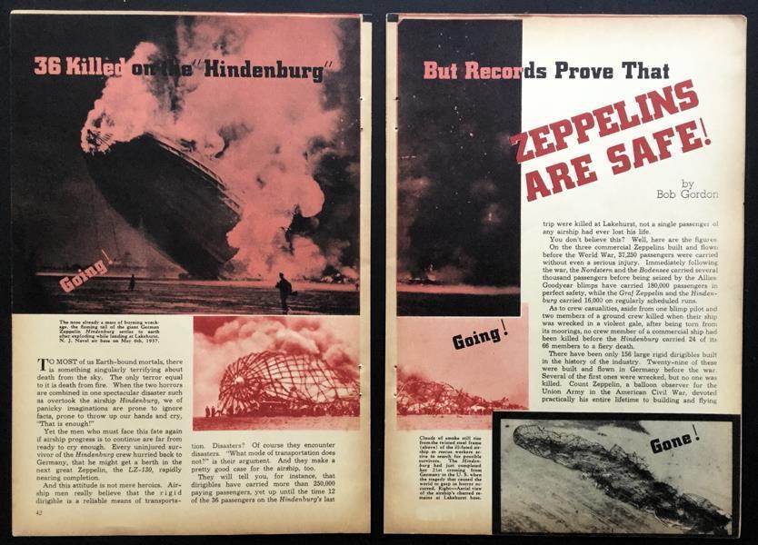Zeppelins are Safe 1937 pictorial Hindenberg Graf Zeppelin Los Angeles