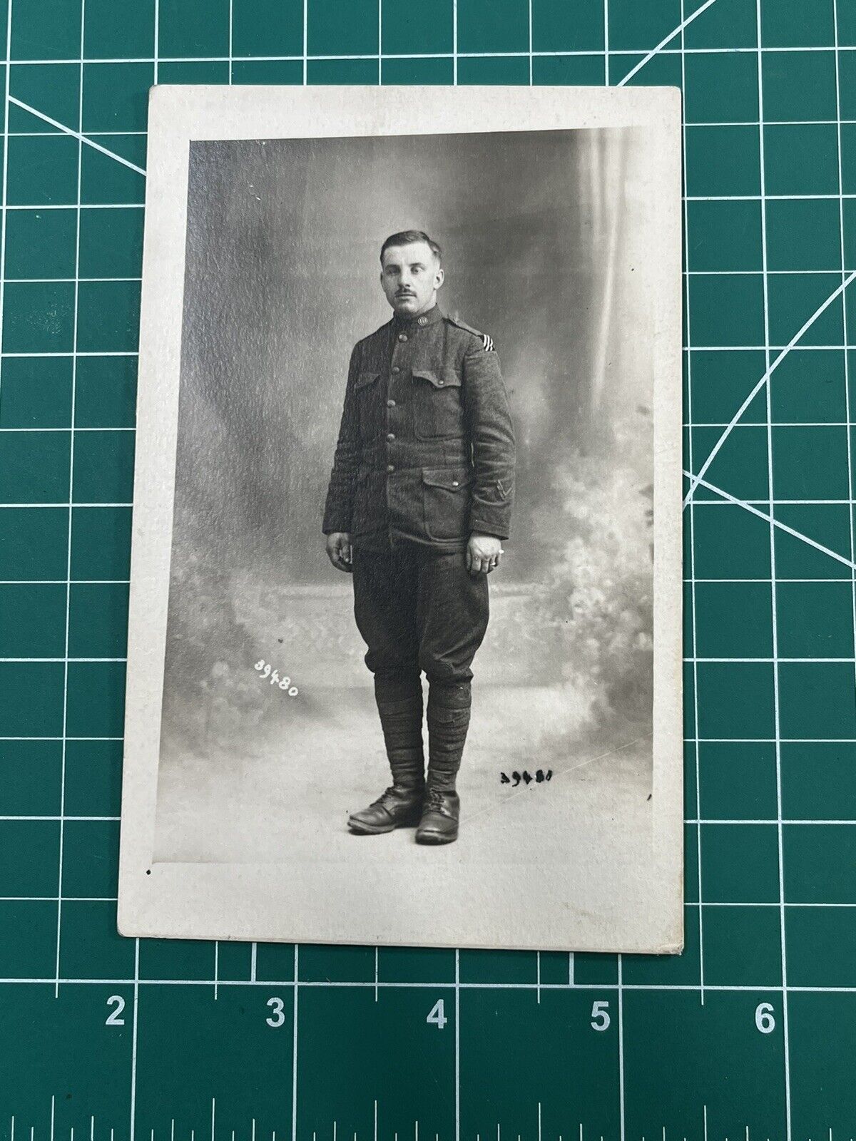WW1 Doughboy Soldier Photo 3rd Infantry Division Patch Visible  Studio Photo