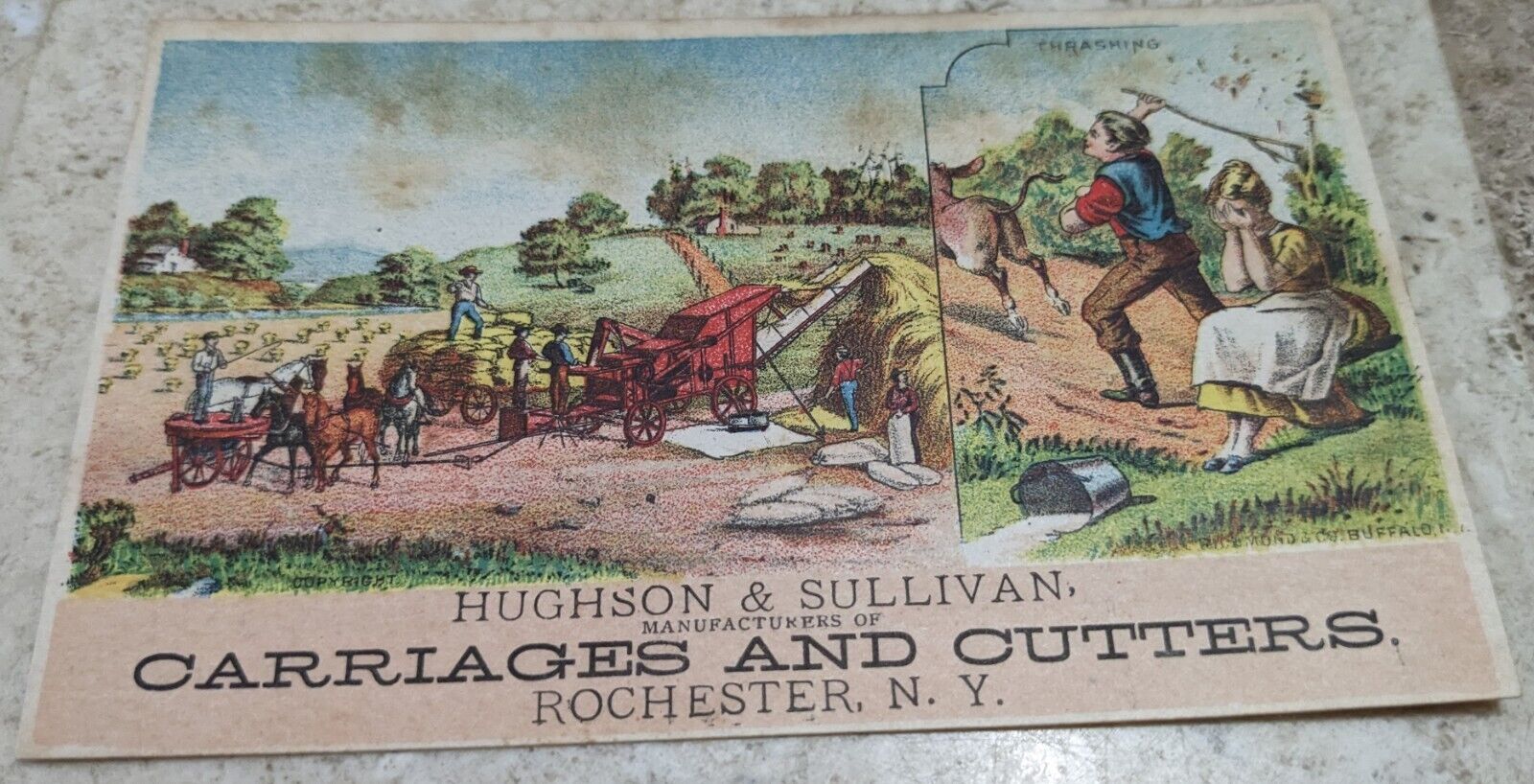 * RARE* VICT. TRADE CARD HUGHSON & SULLIVAN CARRIAGES AND CUTTERS ROCHESTER NY
