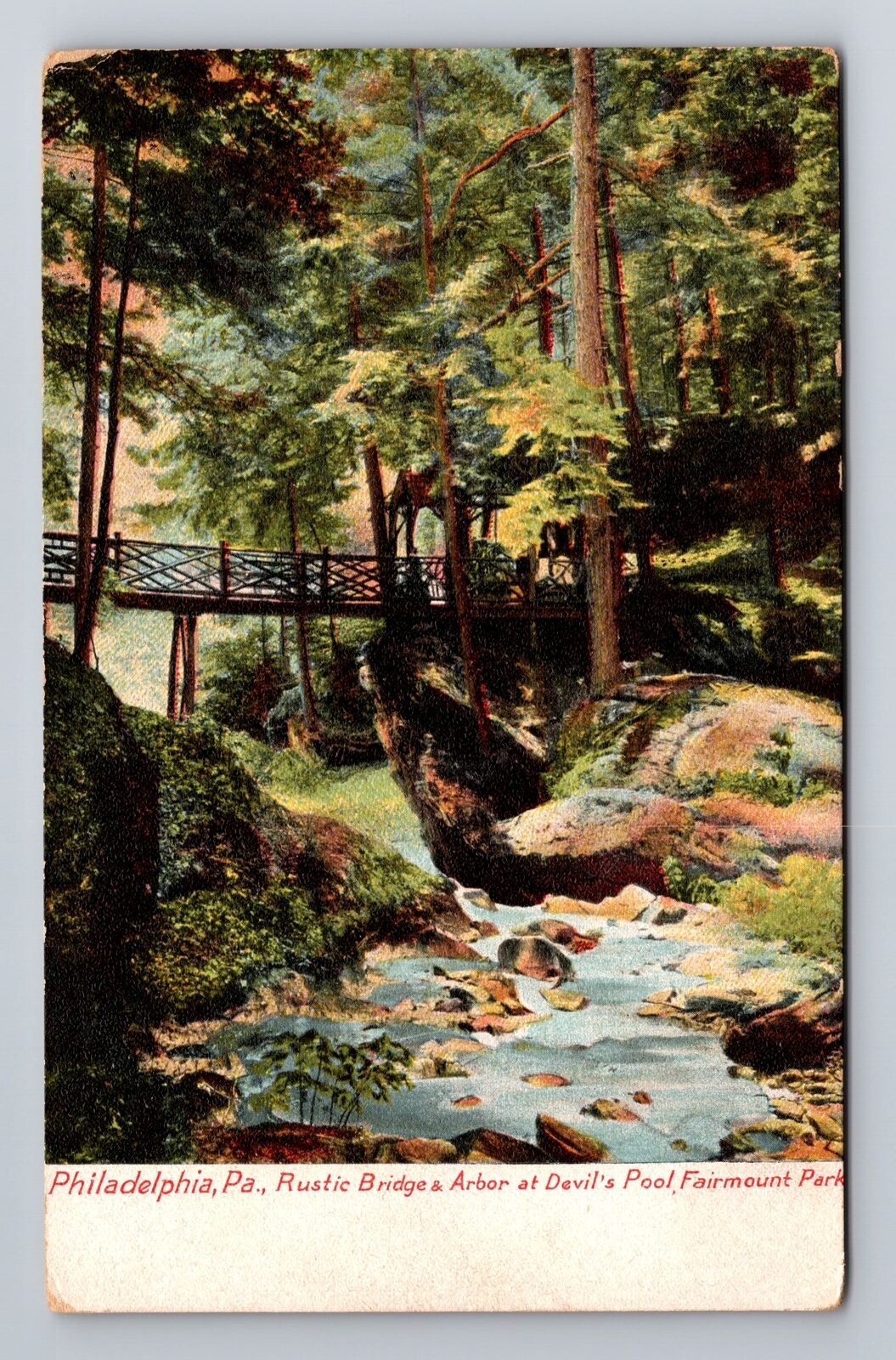 Philadelphia PA-Pennsylvania, Rustic Bridge Arbor, Antique, Vintage Postcard
