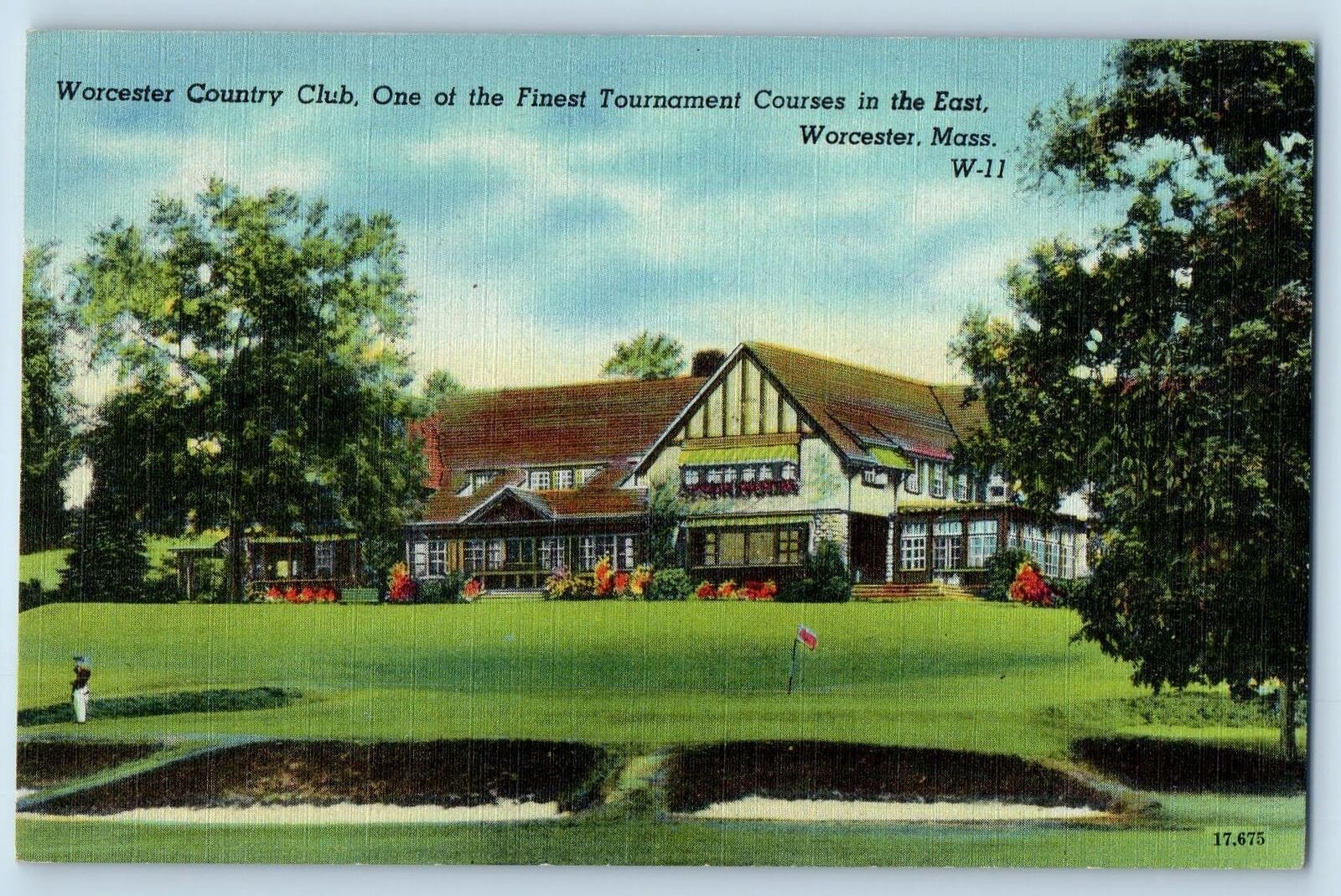 Worcester Massachusetts MA Postcard Worcester Country Club Scene c1940s Vintage
