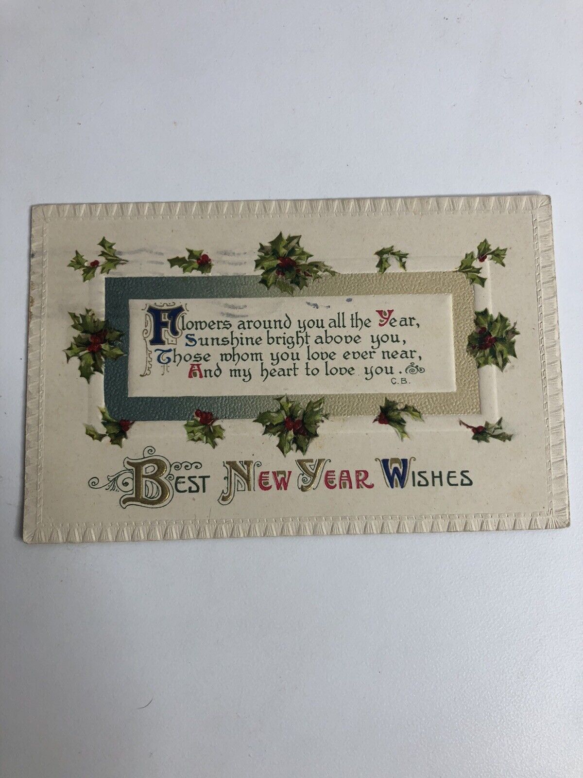 Antique Postcard 1912 Happy New Year Posted Divided Back Embossed