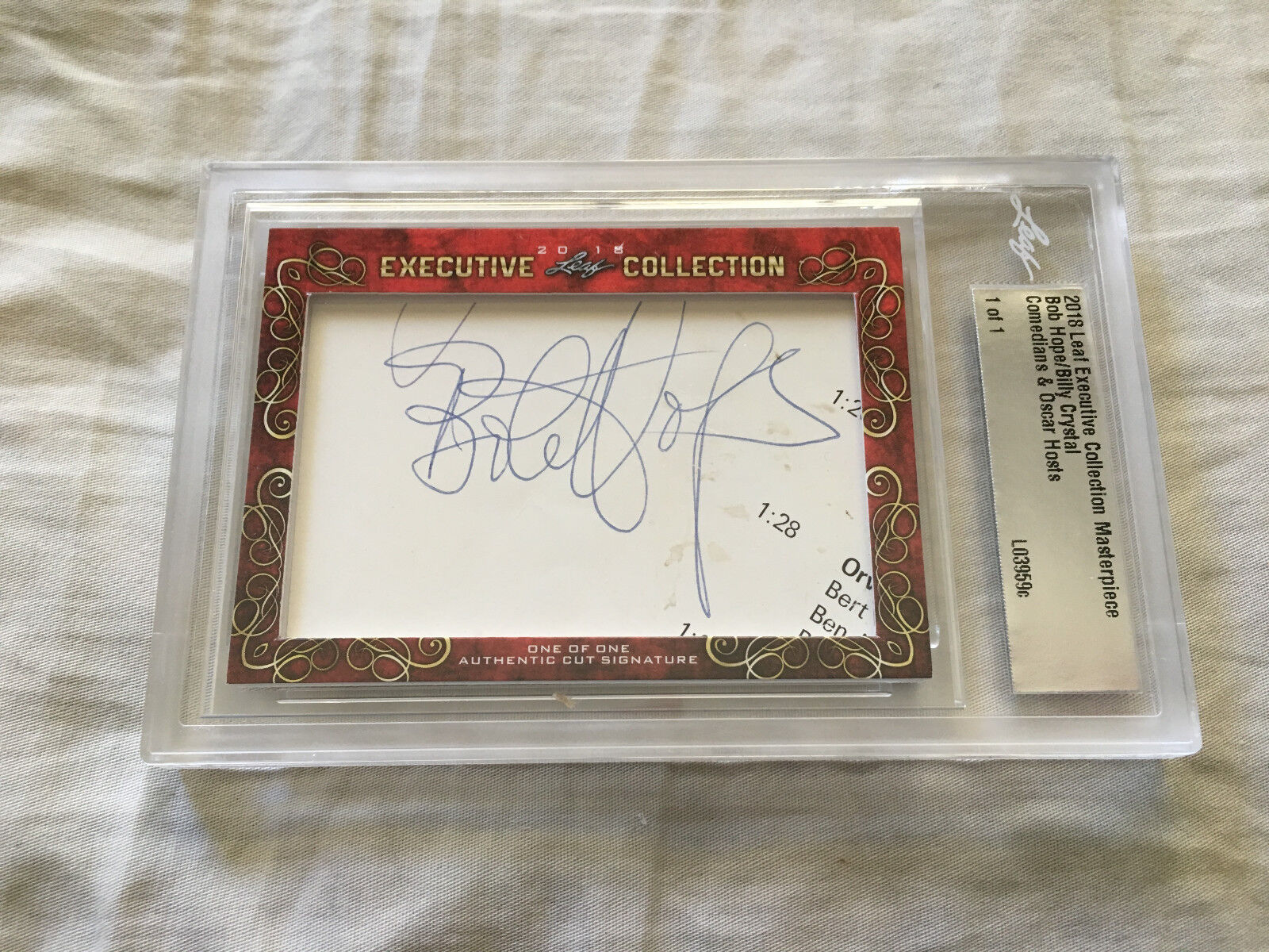 Bob Hope & Billy Crystal 2018 Leaf Masterpiece Cut Signature signed card 1/1 JSA