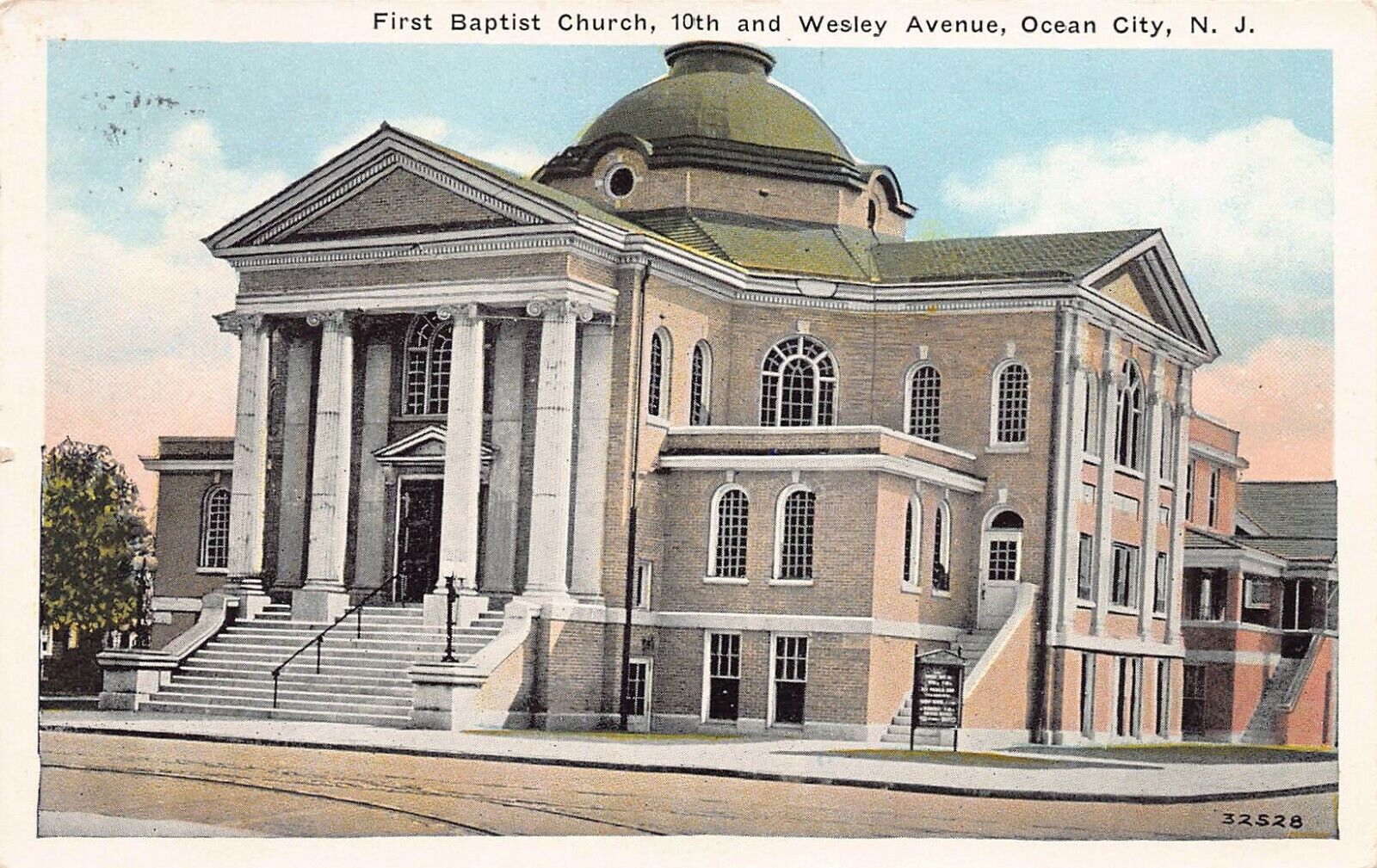 First Baptist Church, 10th & Wesley Ave., Ocean City, N.J., 1931 Postcard, Used