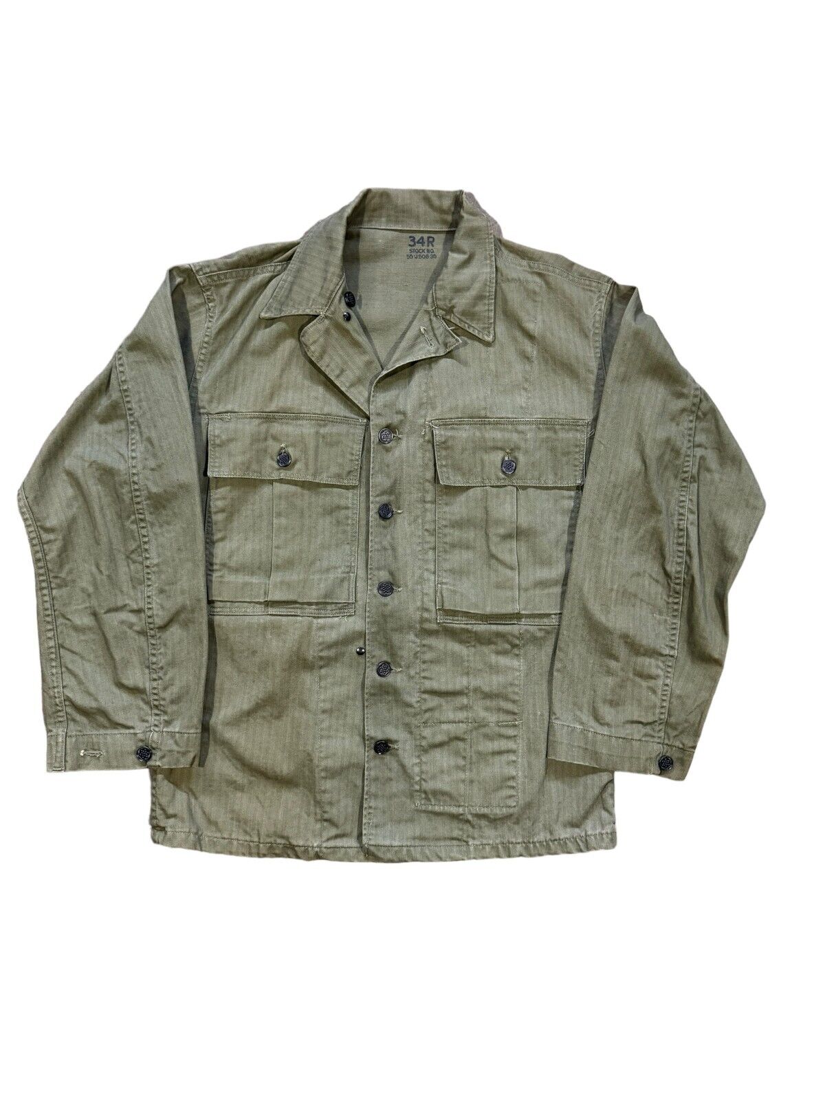Vintage 1940s WW2 HBT OD-7 Special Pattern Jacket Williamson-Dickie Size 34r