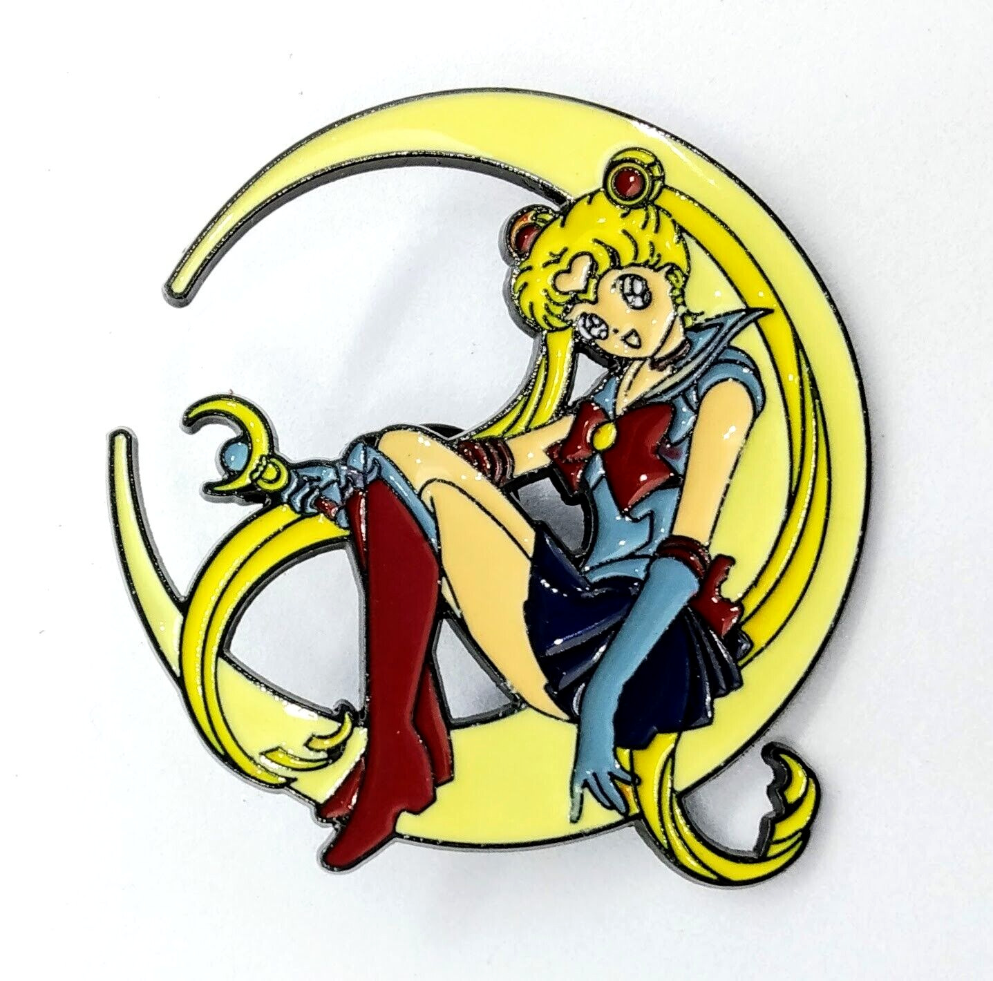 SAILOR MOON PIN Large Crescent Moon Girl's Enamel Brooch Anime (Great Gift)