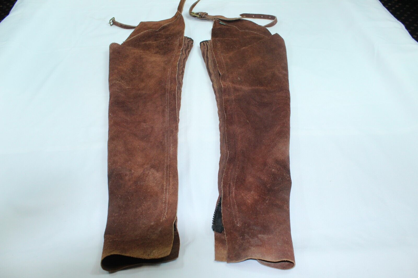 Vintage Brown Swede Cowboy Chaps - Size S - Dublin Zipped Legs Western