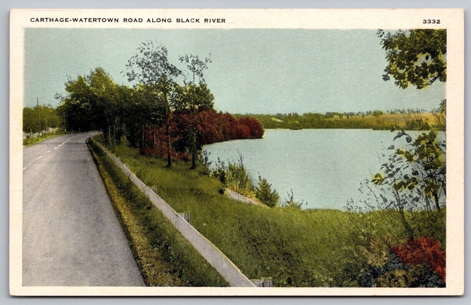 Carthage Watertown Road Black River New York Santway Photo Craft UNP Postcard