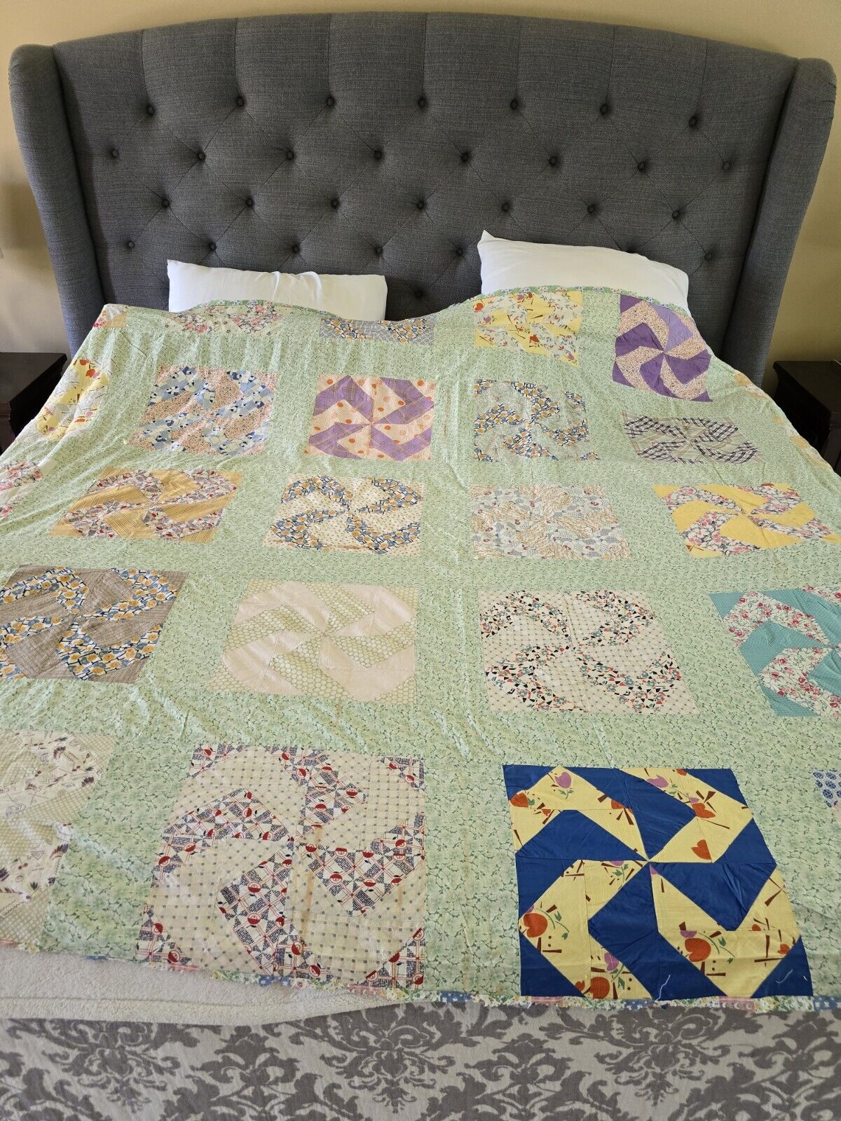 Vintage Handmade Quilt Top Approx 63x90\