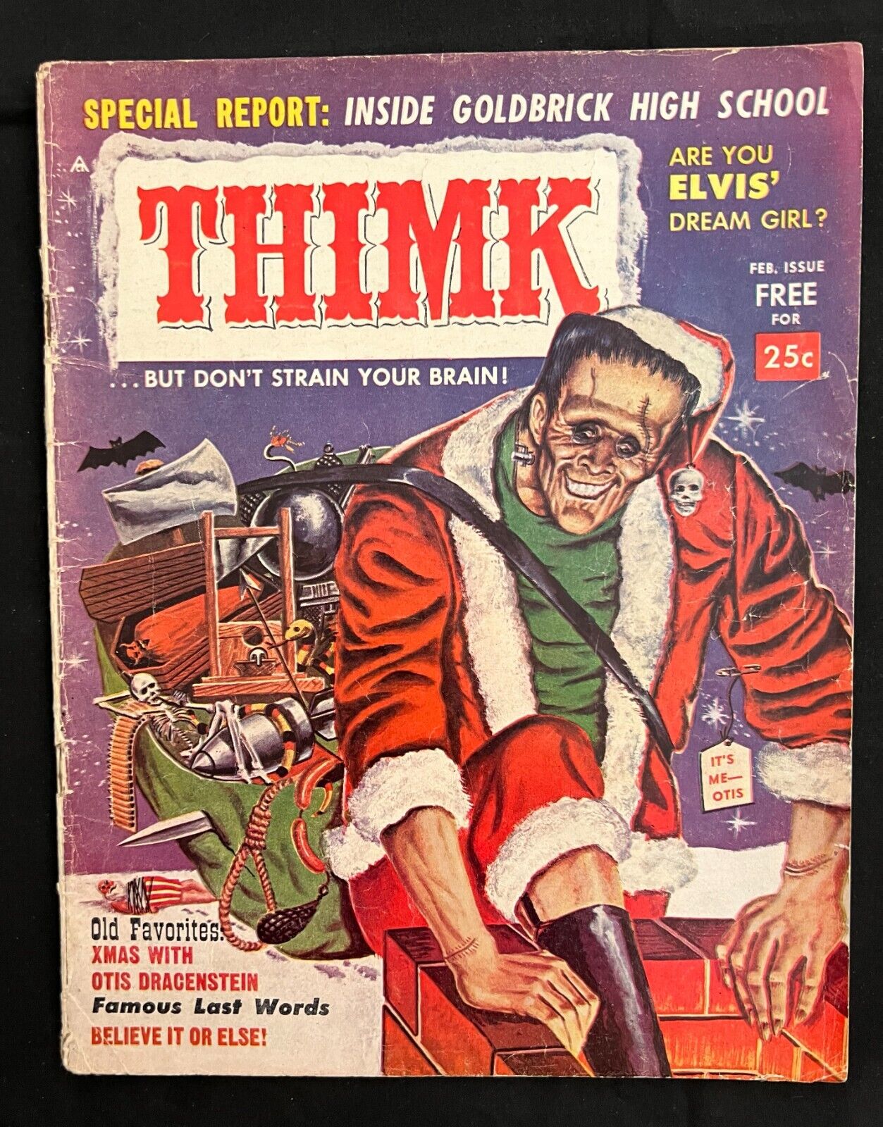 THIMK Magazine #5 FEB 1959 Frankenstein Santa Cover art ARE U ELVIS' DREAM GIRL