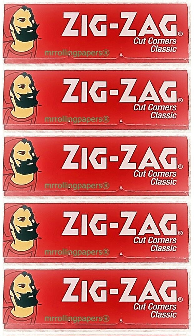 5x Zig Zag Rolling Papers Classic Red Cut Corners 5 Pks-60Lvs/PK*USA SHIPPED*