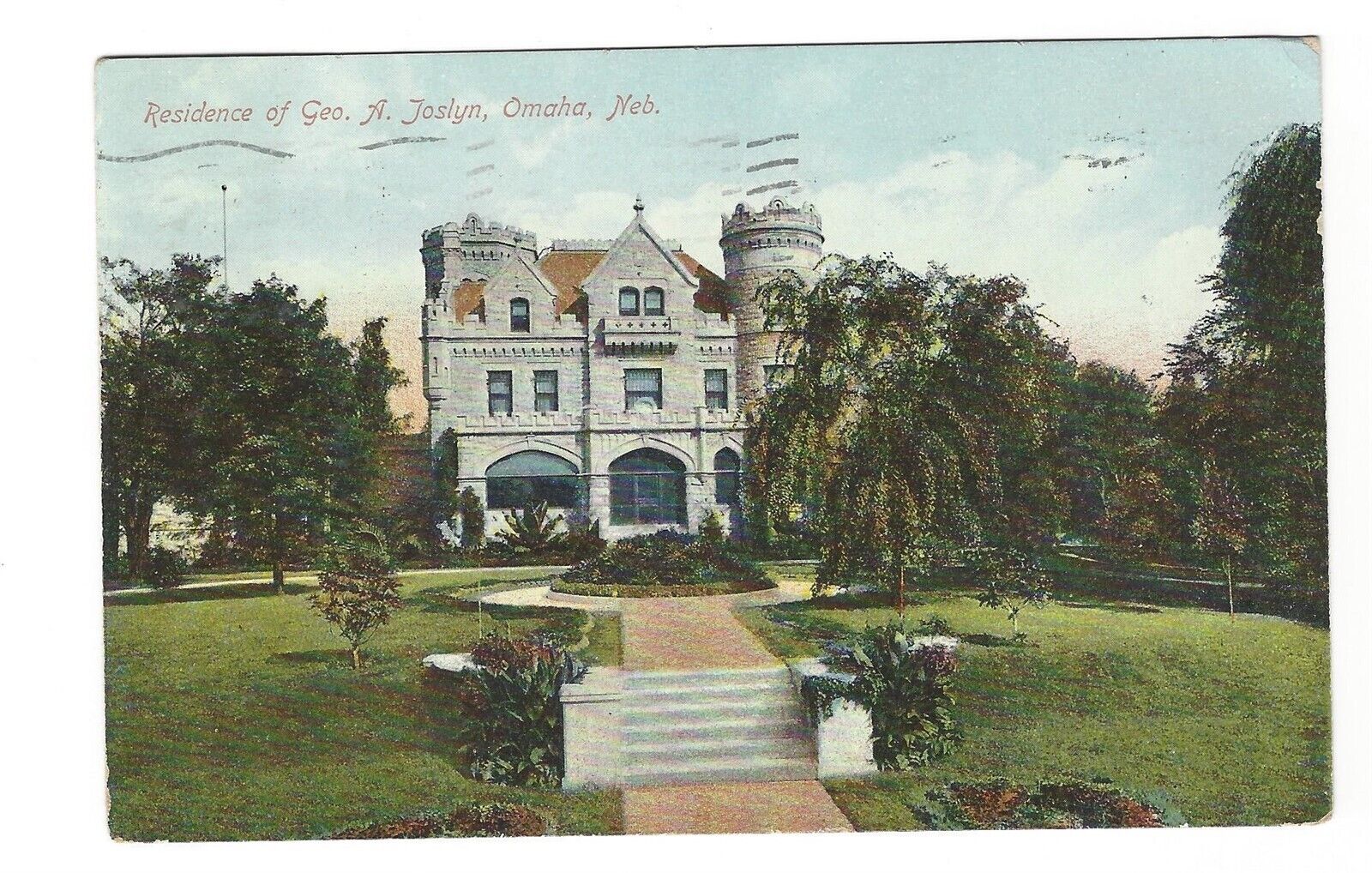 1909 Residence of George Joslyn Omaha Nebraska Postcard Castle Lynhurst