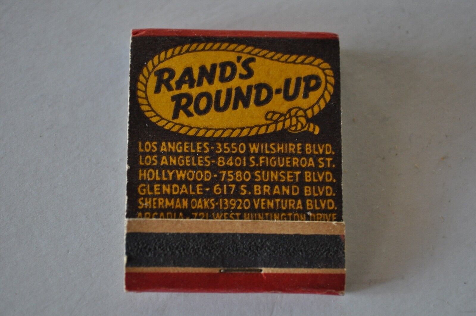 Vintage Matchbook Rand’s Round Up / Chuck Wagon Food Complete Unstruck