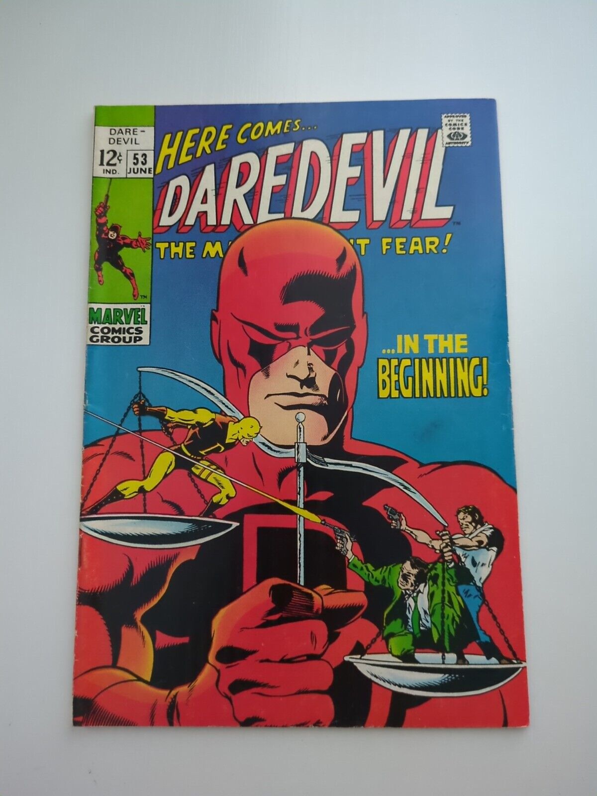 Daredevil #53 (1969) FN+ Origin Retold Yellow Suit Key Last 12 Cent Issue GLOSSY