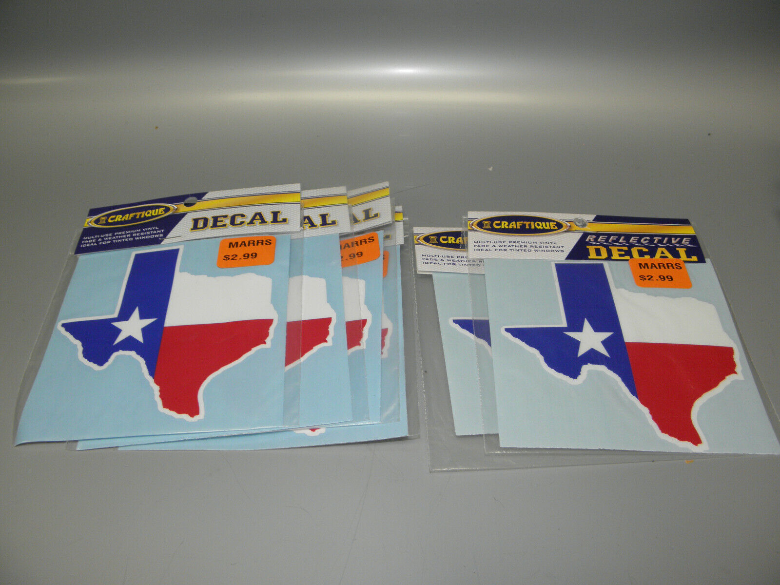 SIX TEXAS STATE FLAG VINYL DECALS OFFICIALLY LICENSED CRAFTIQUE NEW