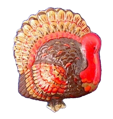 Hallmark PIN Thanksgiving Vintage TURKEY TOM 1978 Holiday Brooch Early Hollowed