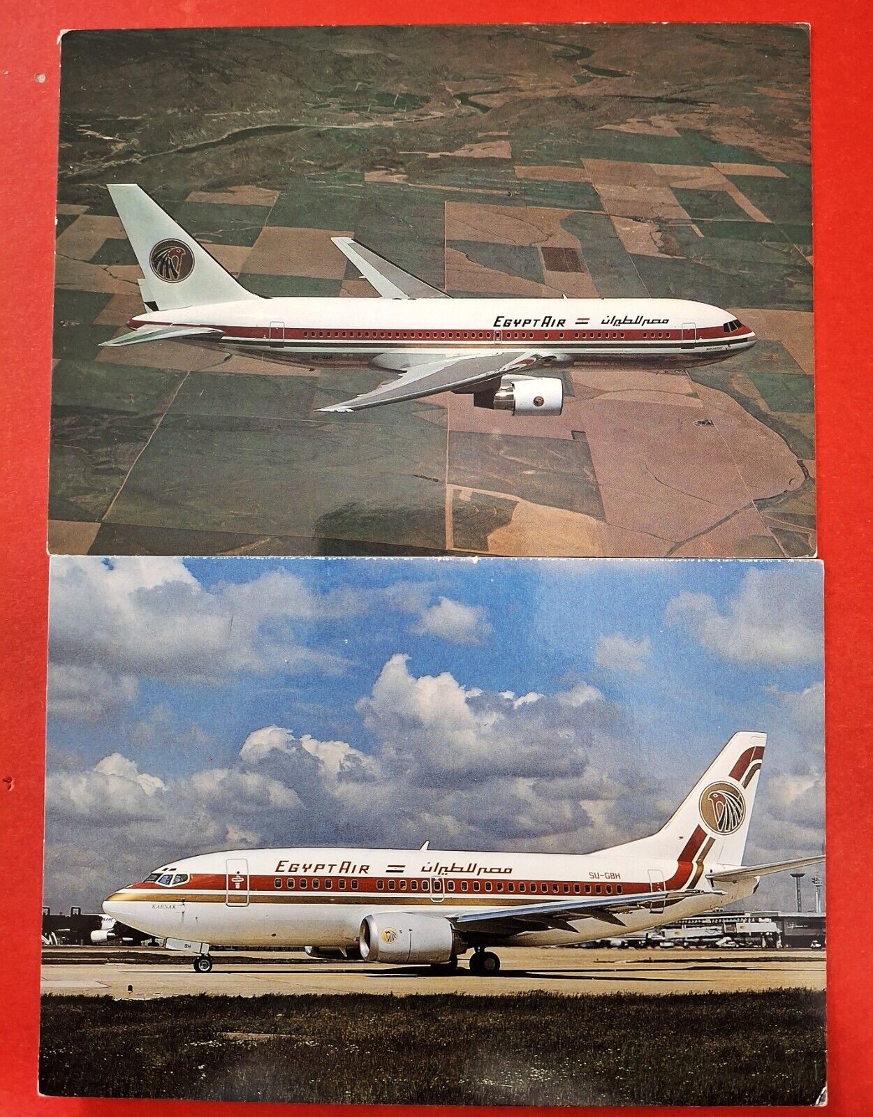 EGYPT AIR Postcards Boeing 737-500 + Boeing 767-266er