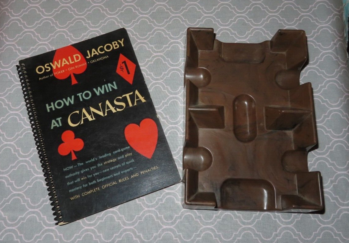 Vintage Canasta Items Nu-Dell Card Tray & 1949 How to Win at Canasta Book
